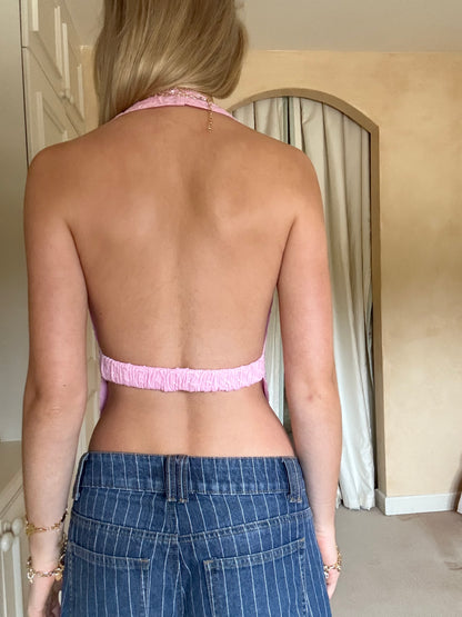 Pink Paisley Cowl Neck Top