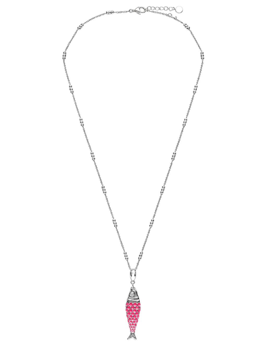 Silver Pink Fish Necklace