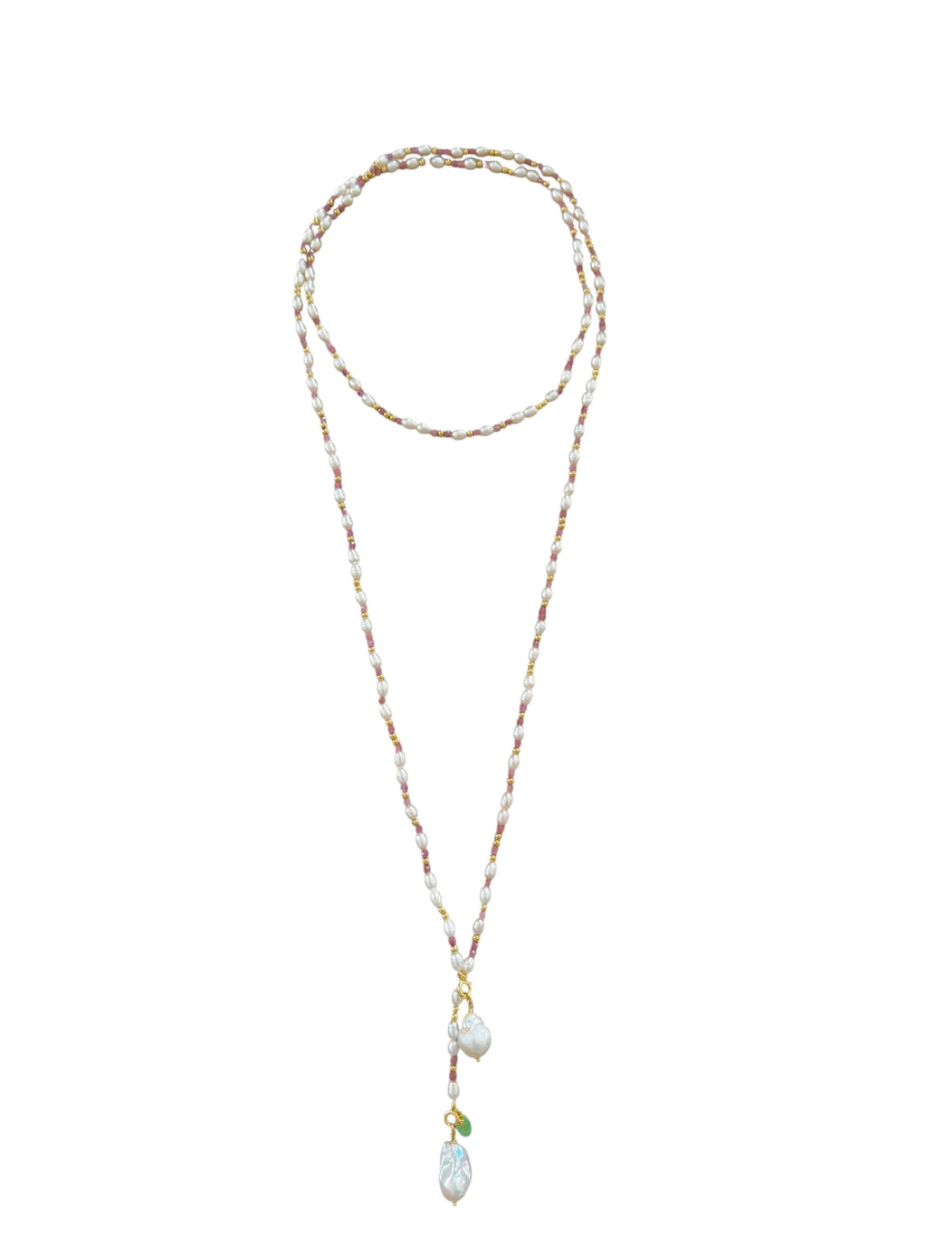 Pink Pearl Drift Long Necklace