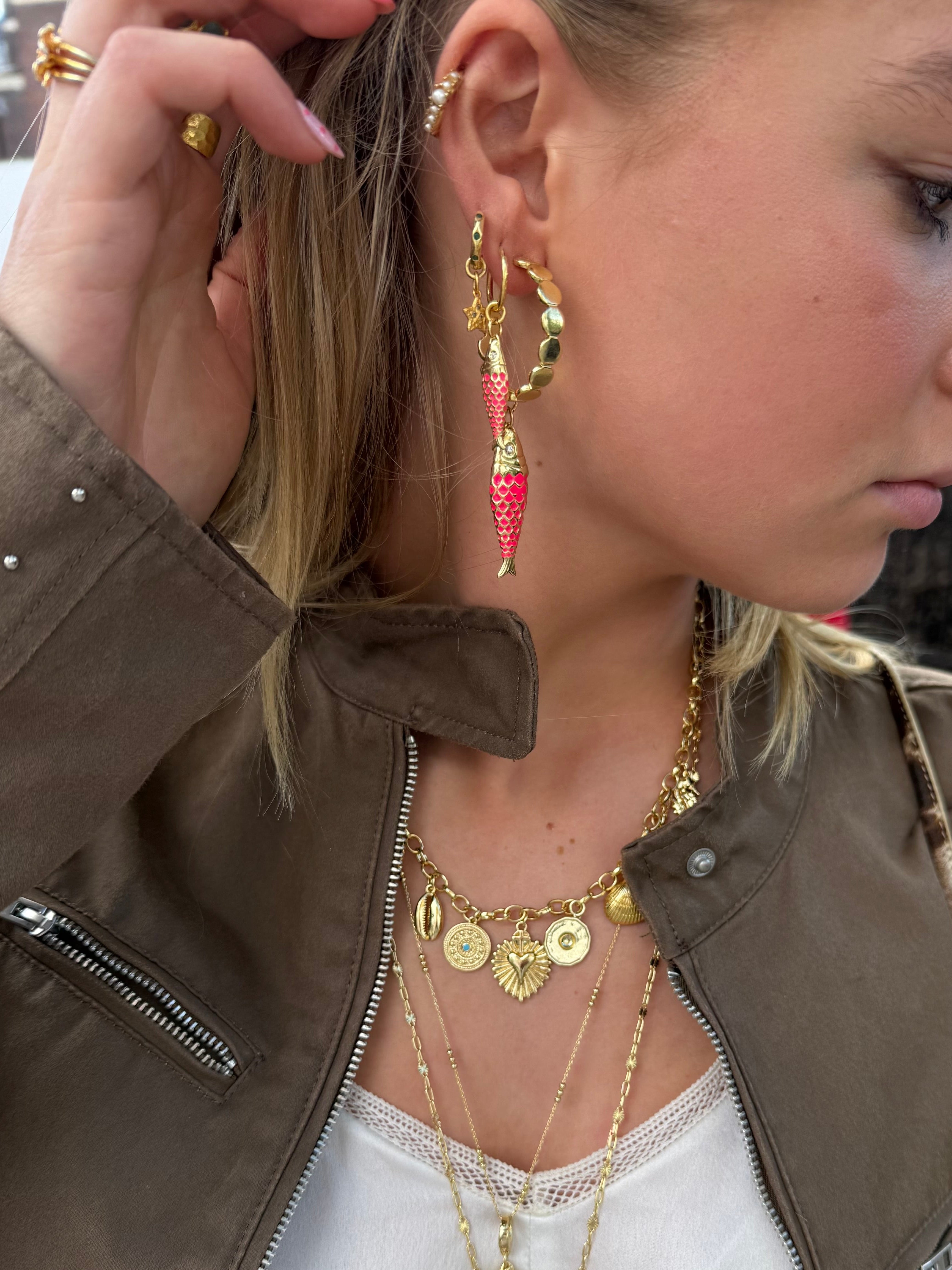 Pink Fish Earrings