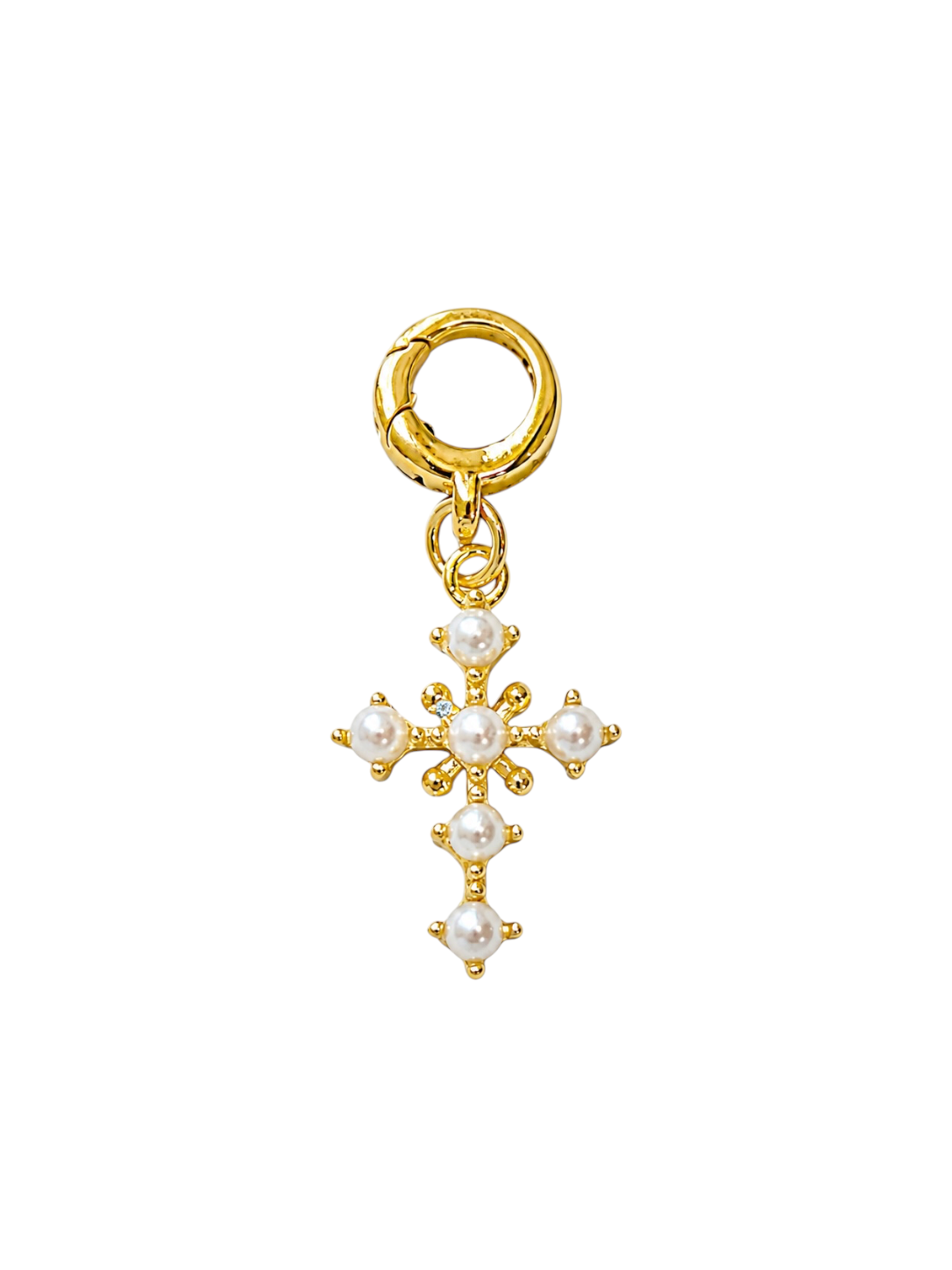 Small Pearl Cross Clip-On Charm