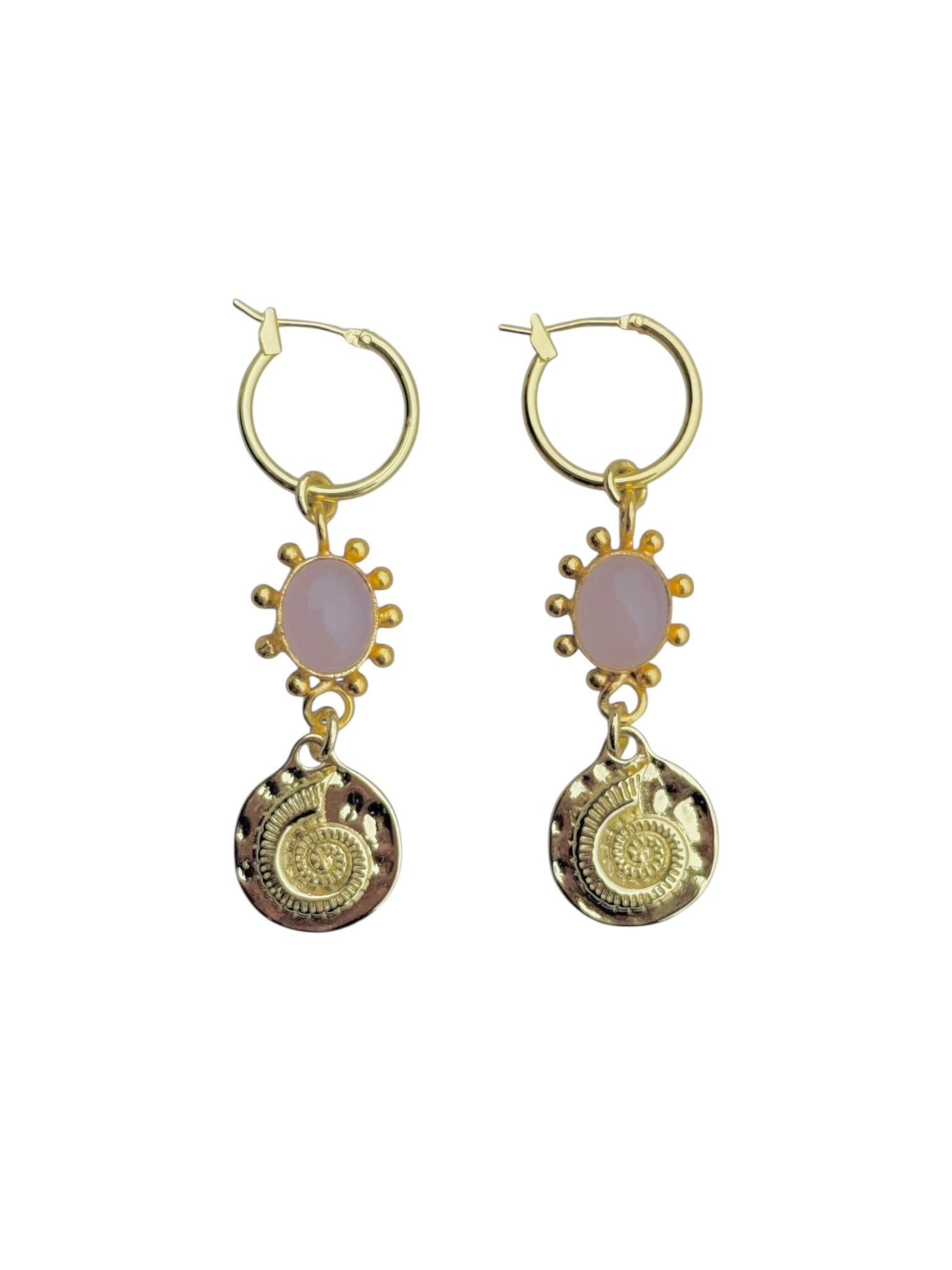 Pink Ammonite Earrings