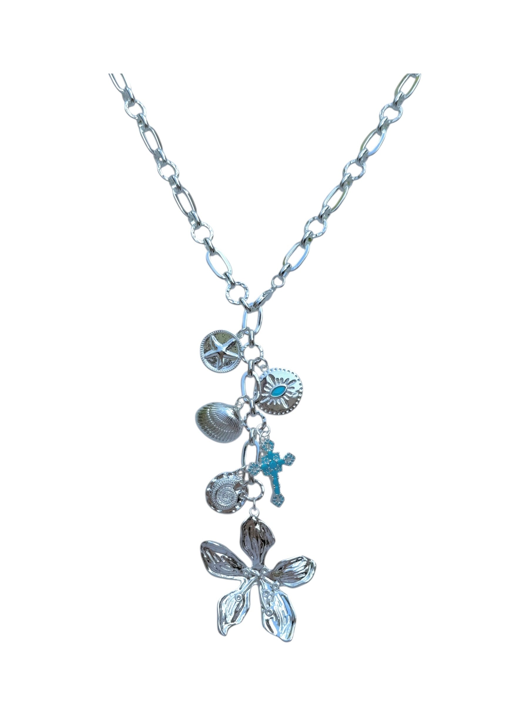 Silver Tropical Trail Long Necklace