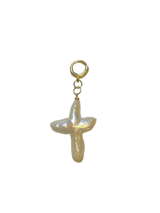 Pearl Cross Clip-On Charm