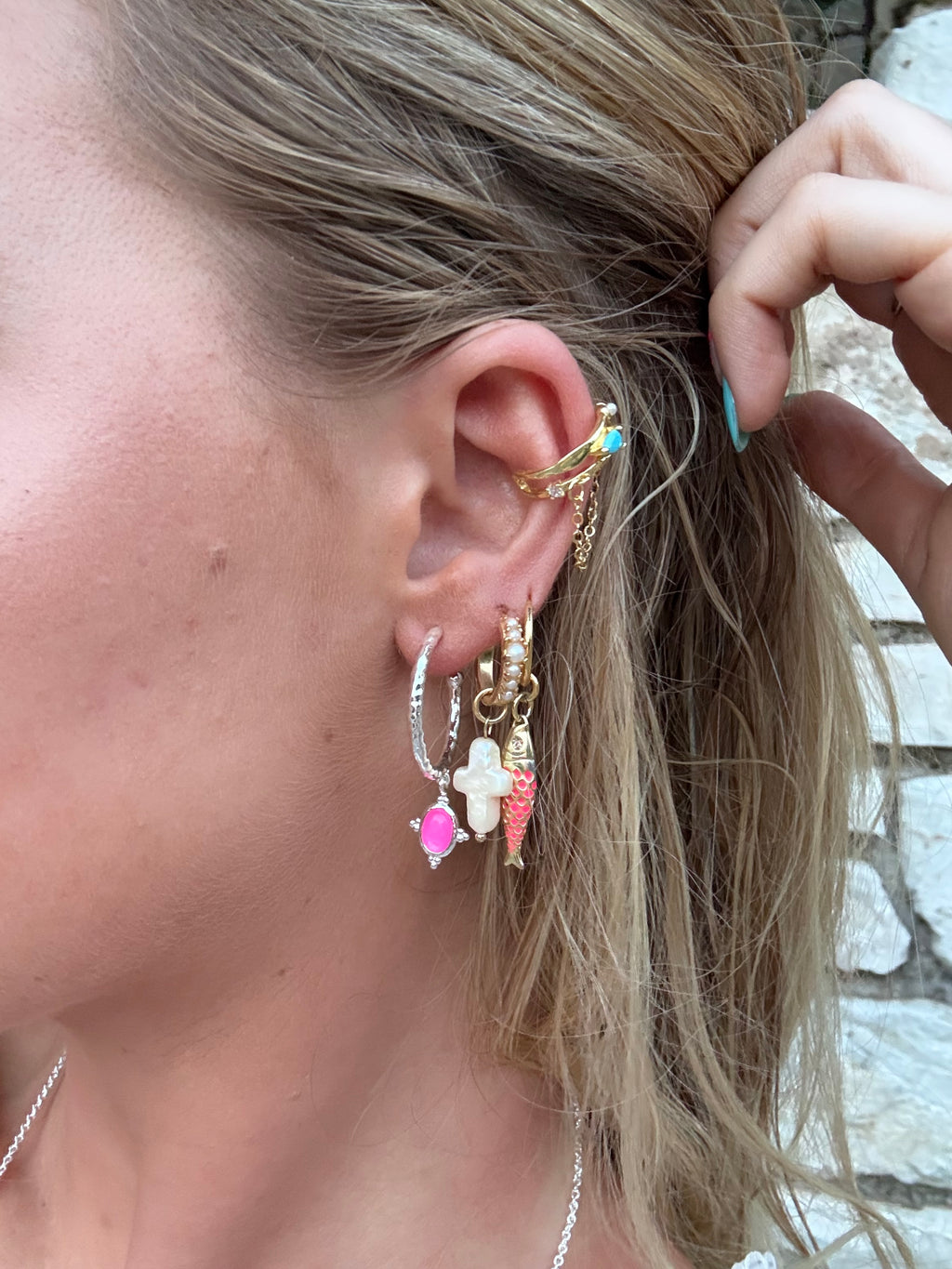 Silver Lottie Coral Earrings
