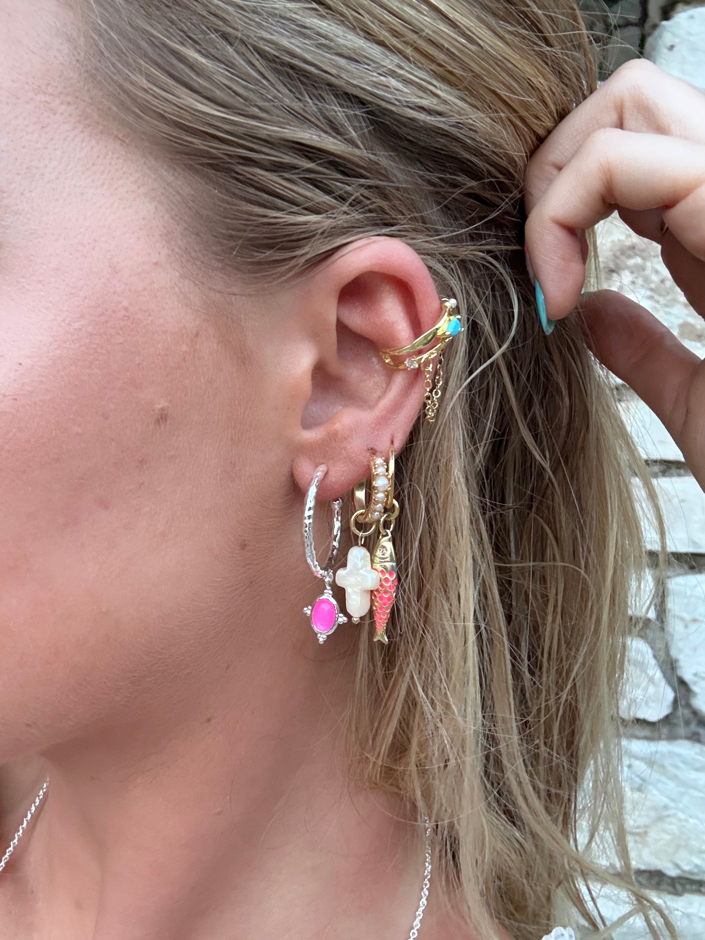 Silver Lottie Coral Earrings