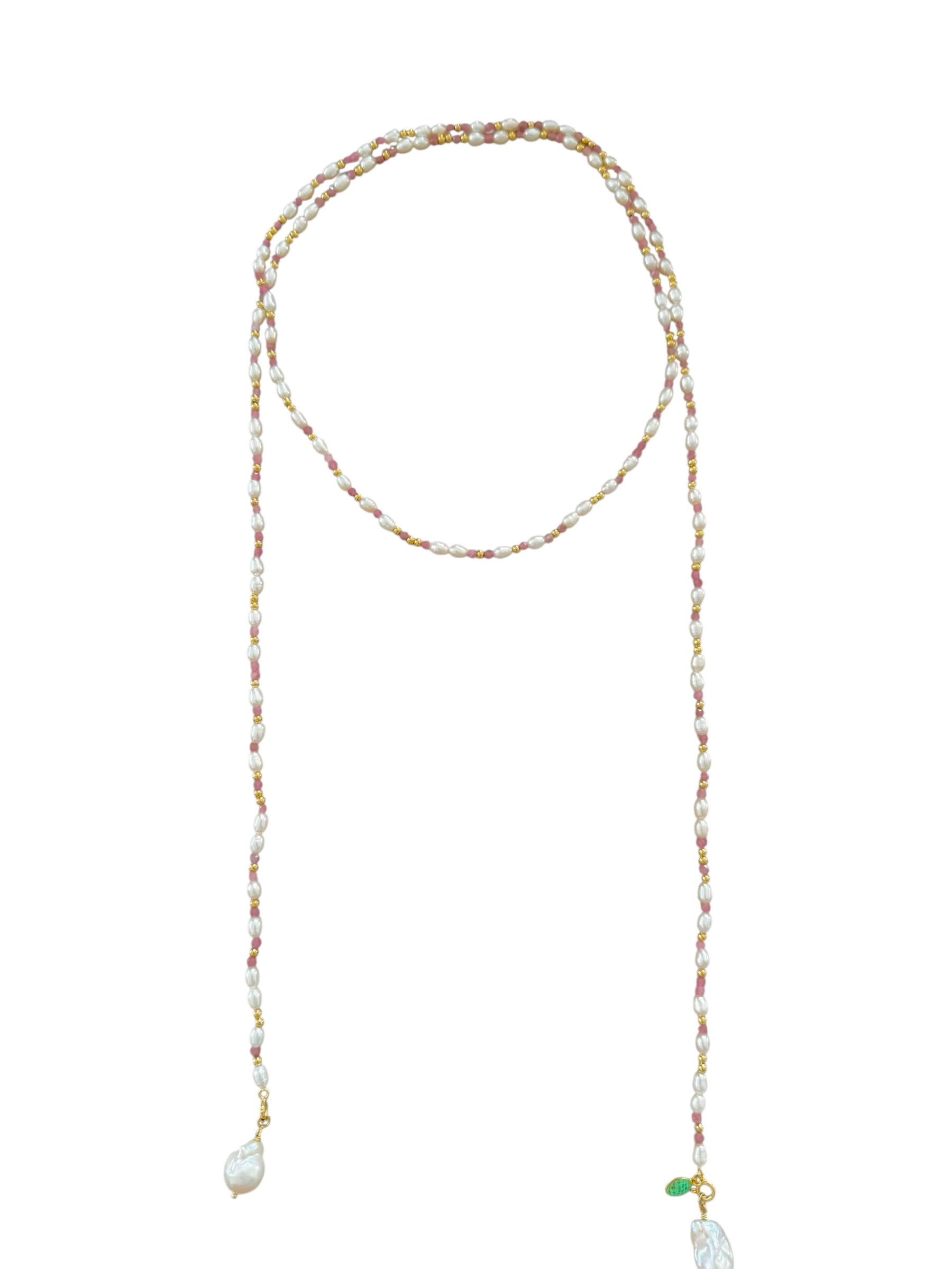 Pink Pearl Drift Long Necklace