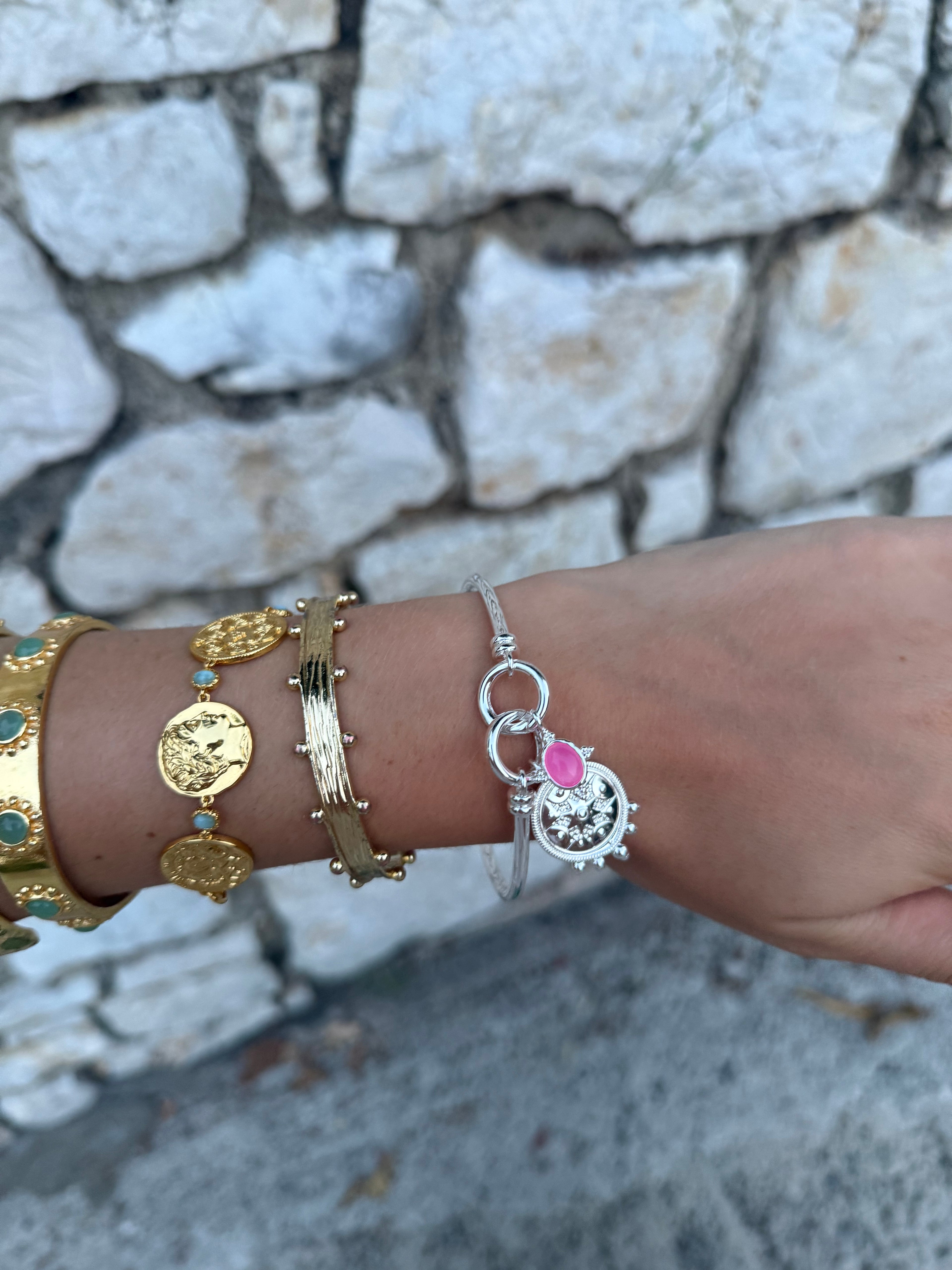 Silver Maya Coral Bangle