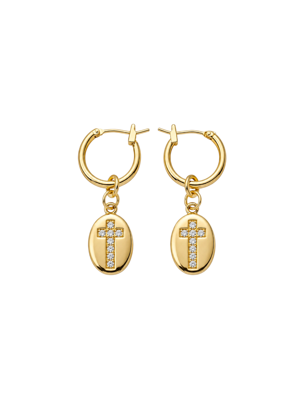 Oval Cross Earrings