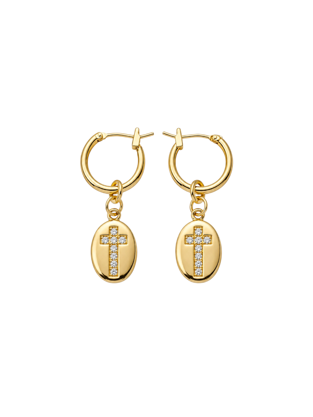 Oval Cross Earrings