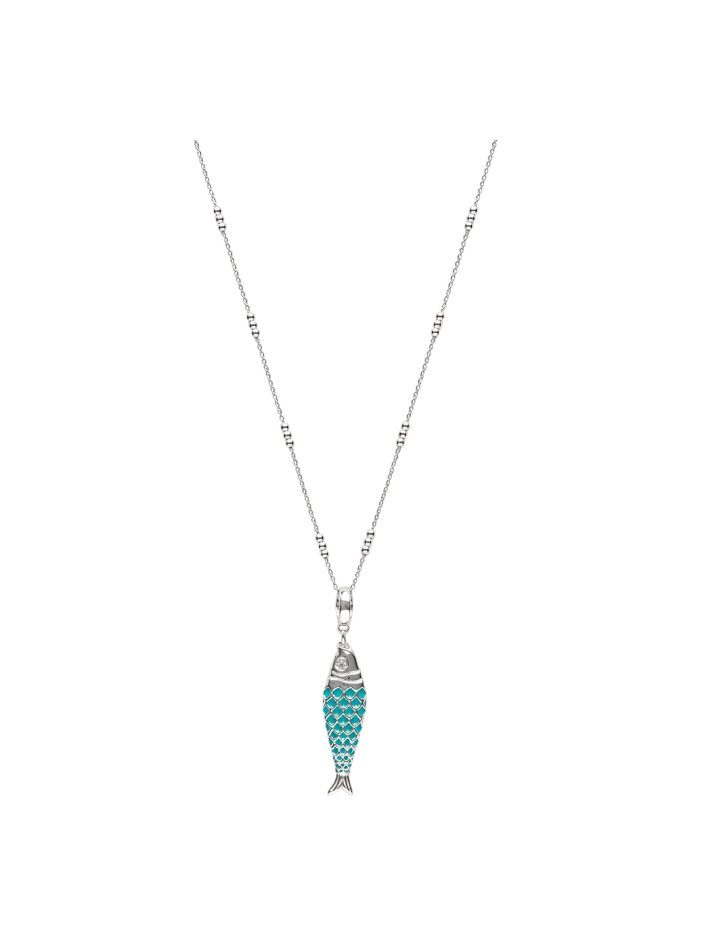 Silver Aqua Fish Necklace