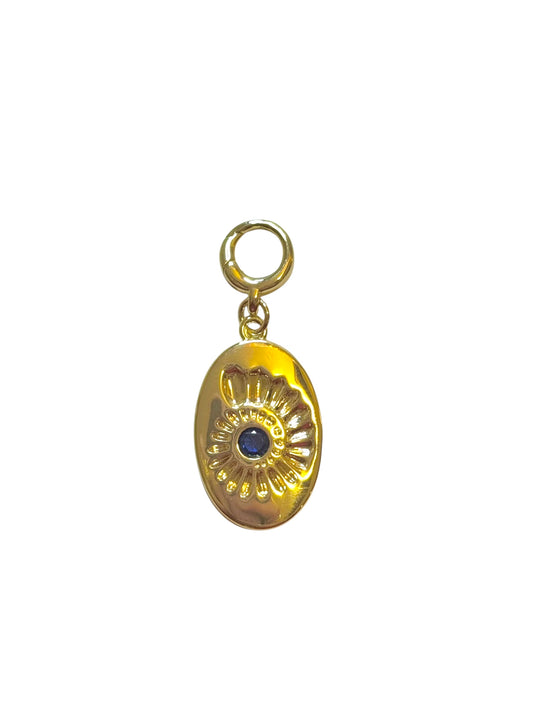 Blue Stone Oval Ammonite Clip-On Charm