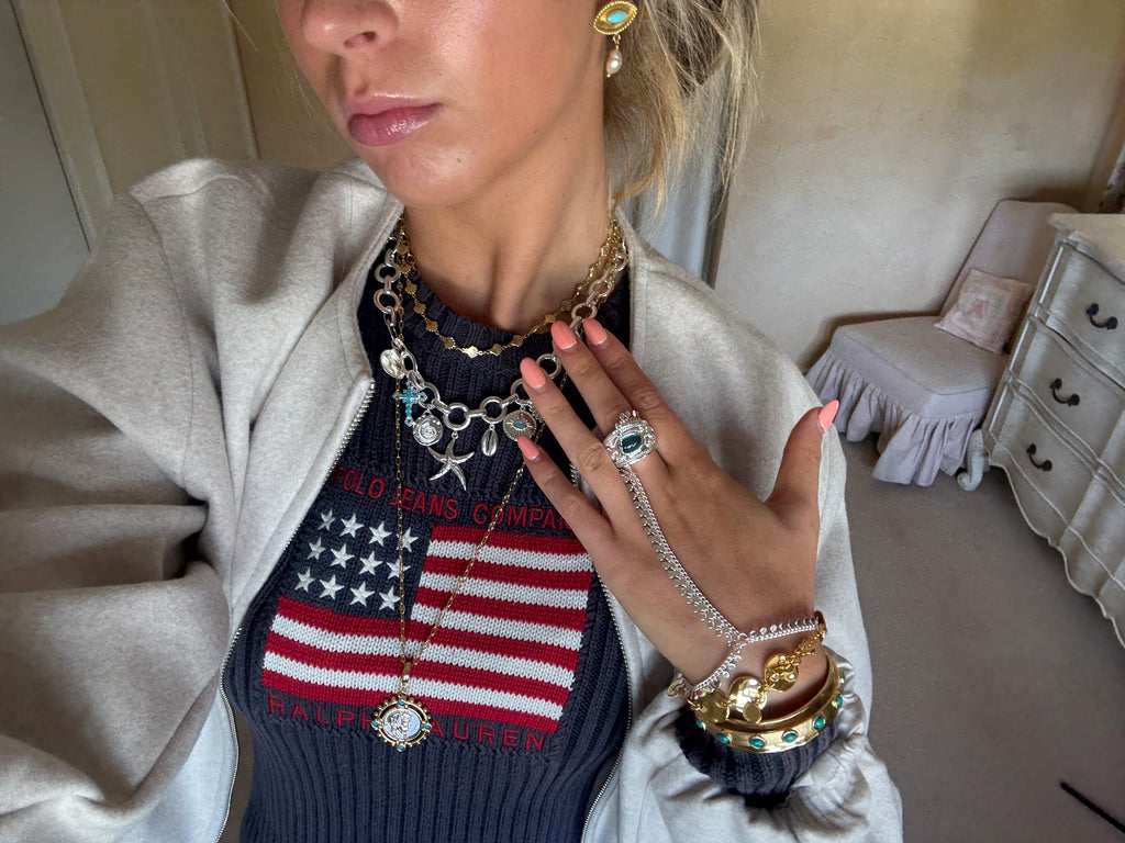 Silver Sequin Hand Chain