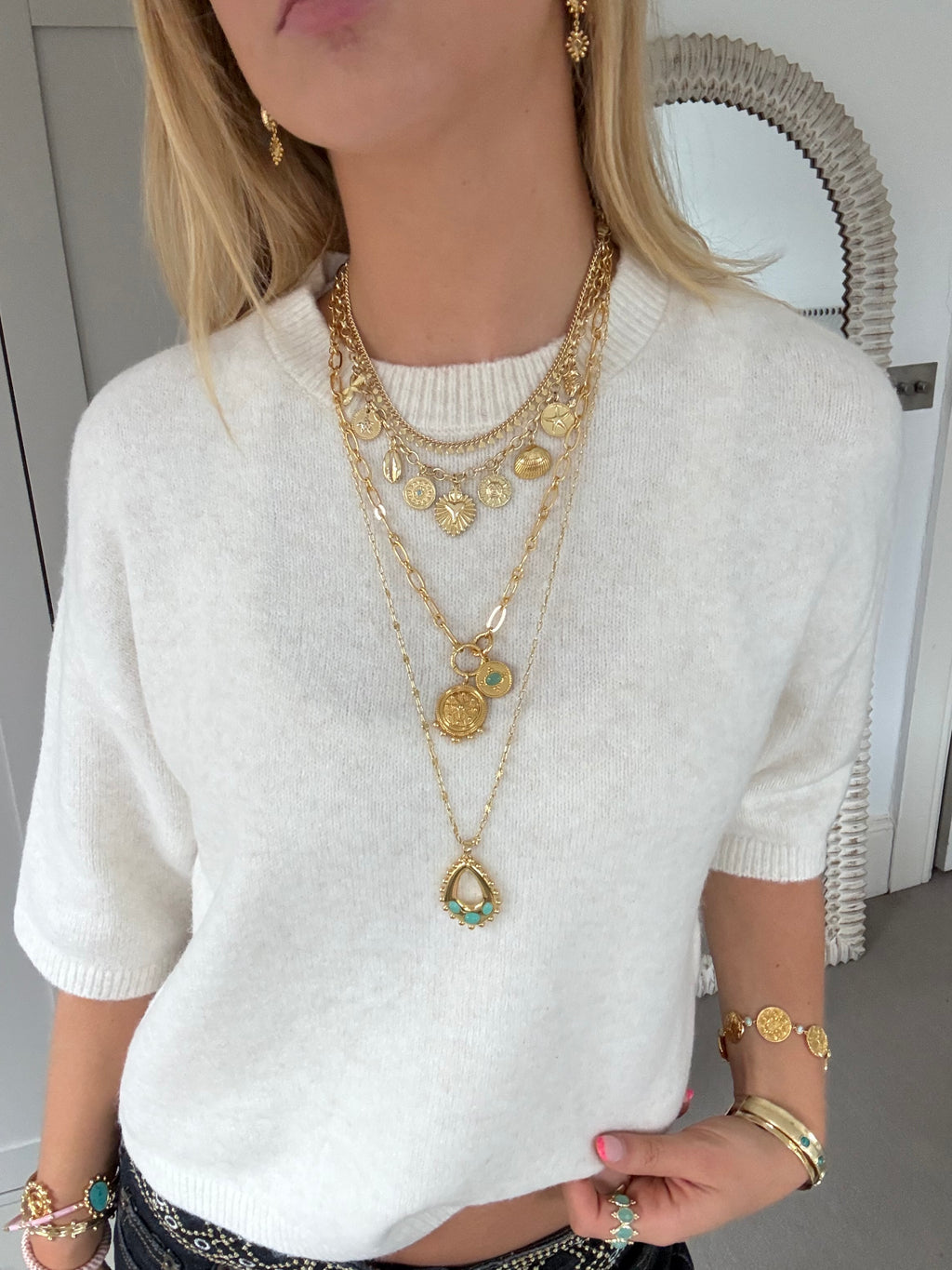 Delilah Long Necklace in Aqua