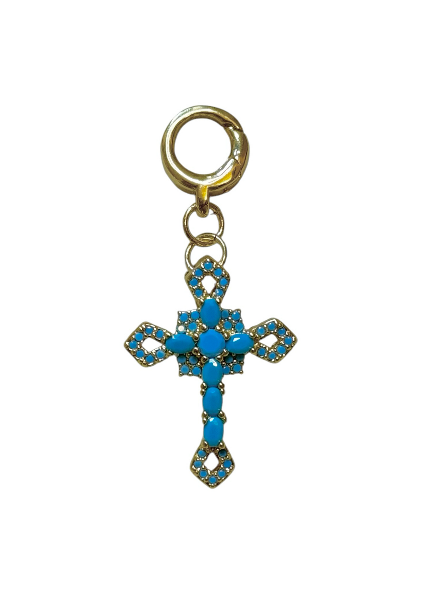 Turquoise Stone Cross Clip-On Charm