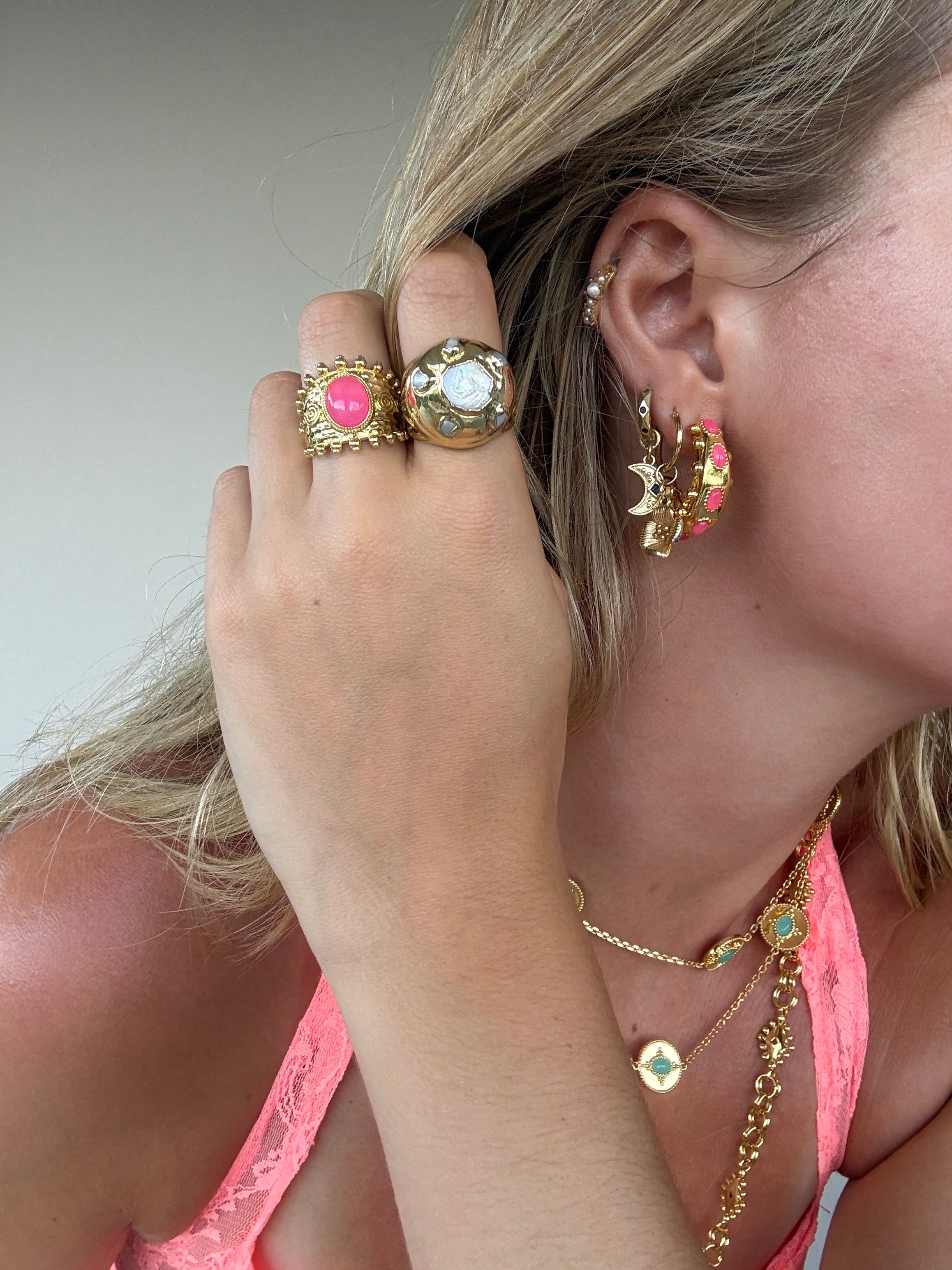 Cordelia Hoops in Coral