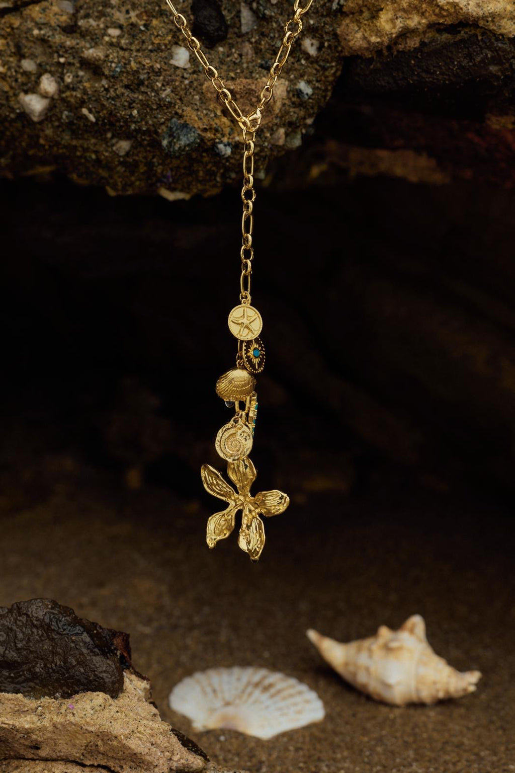 Tropical Trail Long Necklace in Gold