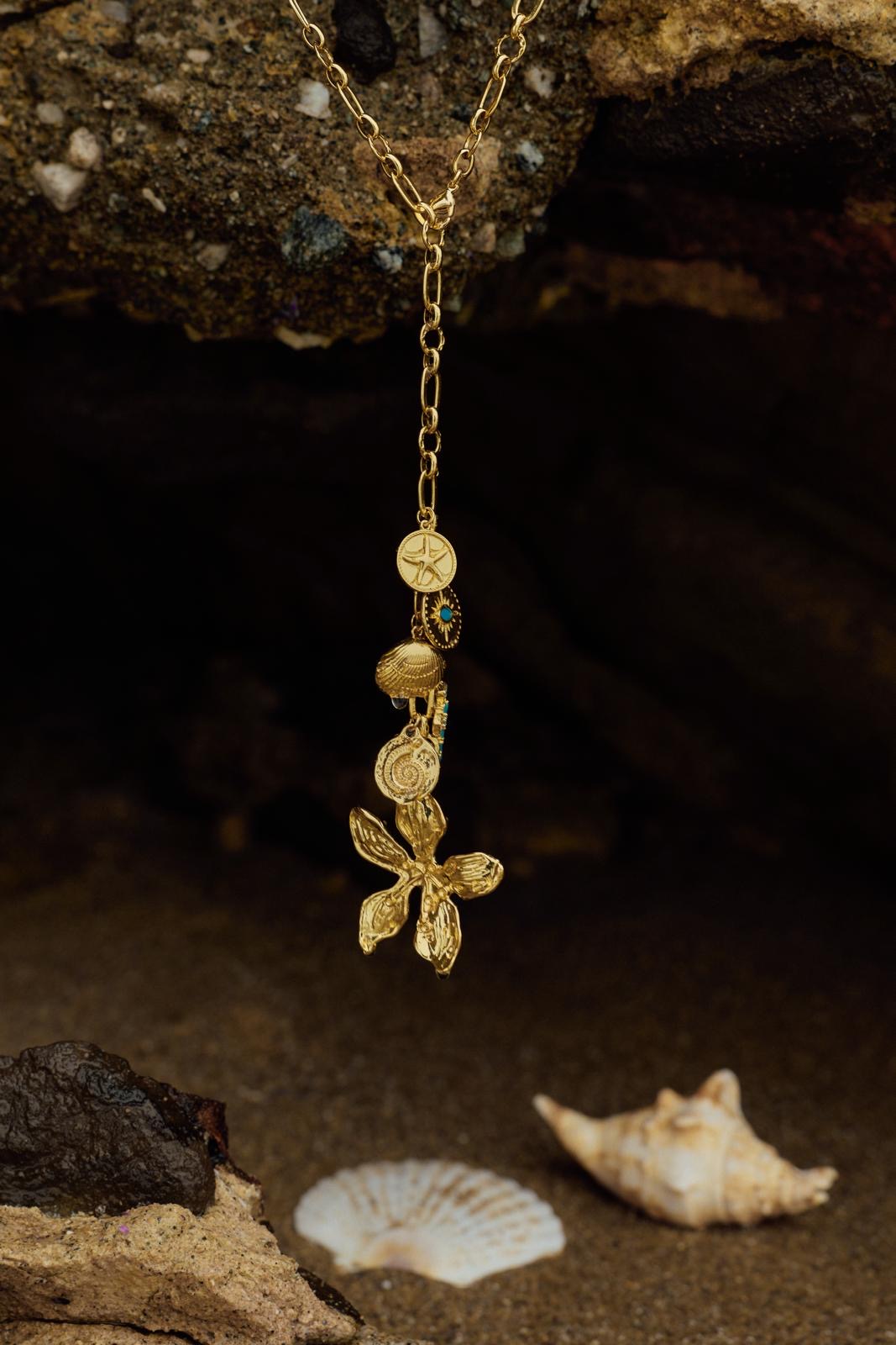 Tropical Trail Long Necklace in Gold