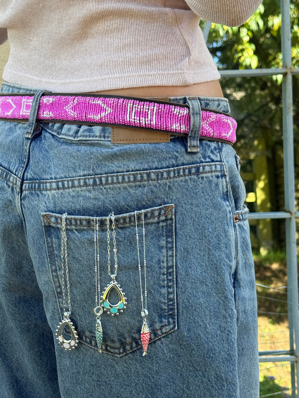 Silver Delilah Long Necklace in Aqua