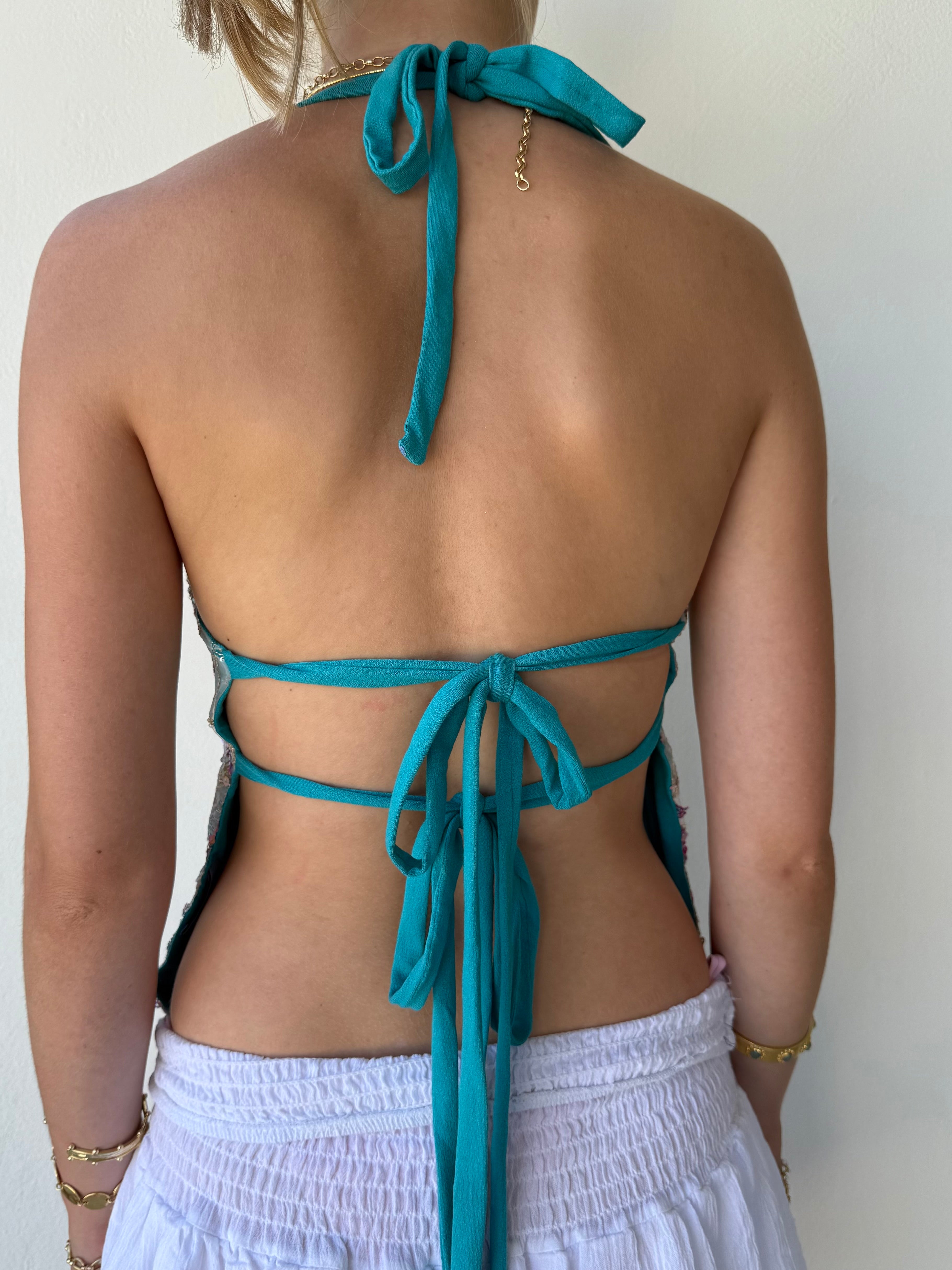 Turquoise Sequin Top