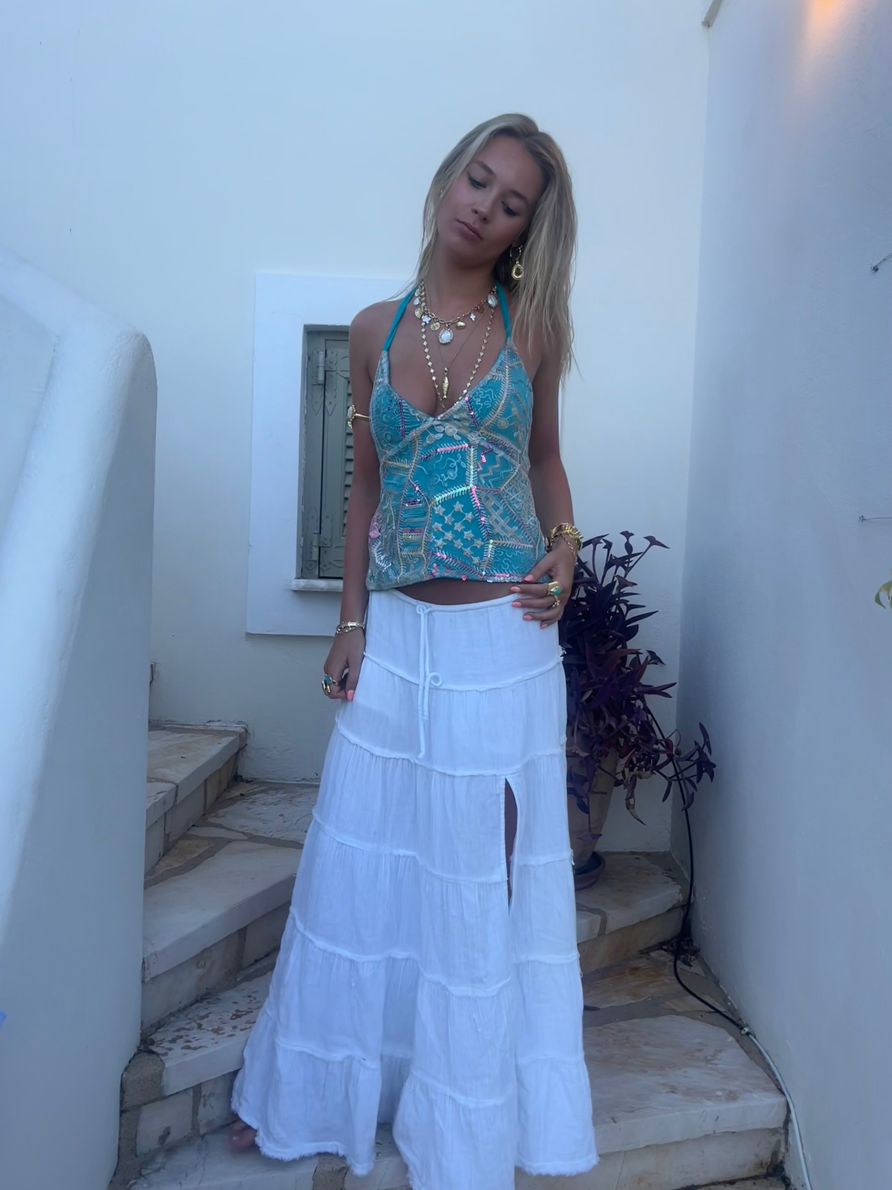 Turquoise Sequin Top