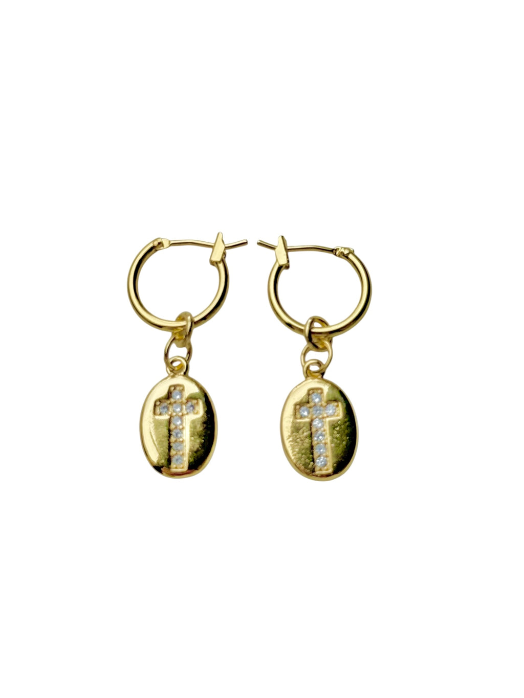 Oval Cross Earrings