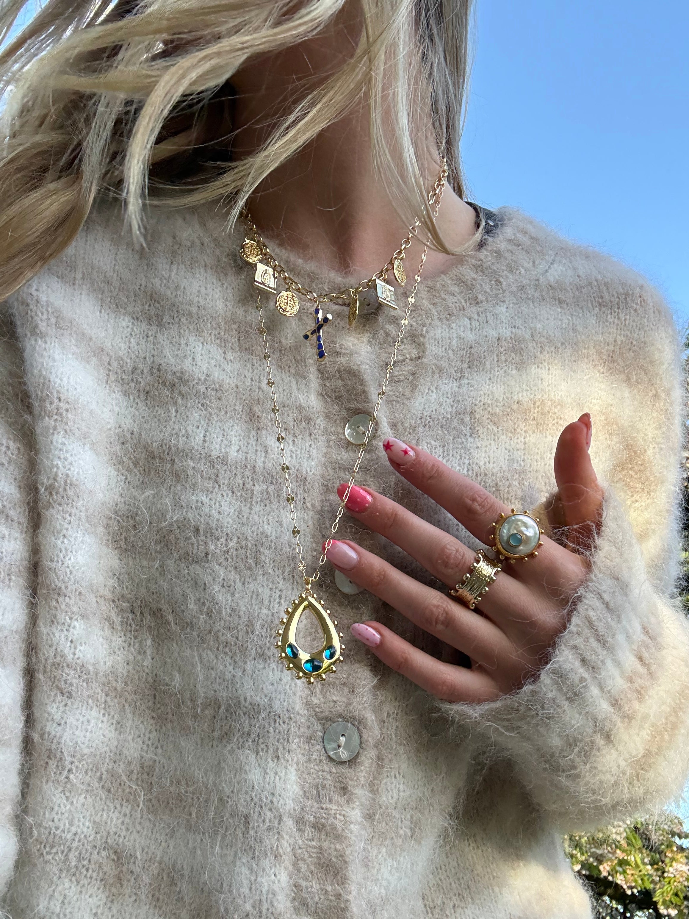 Delilah Long Necklace in Blue