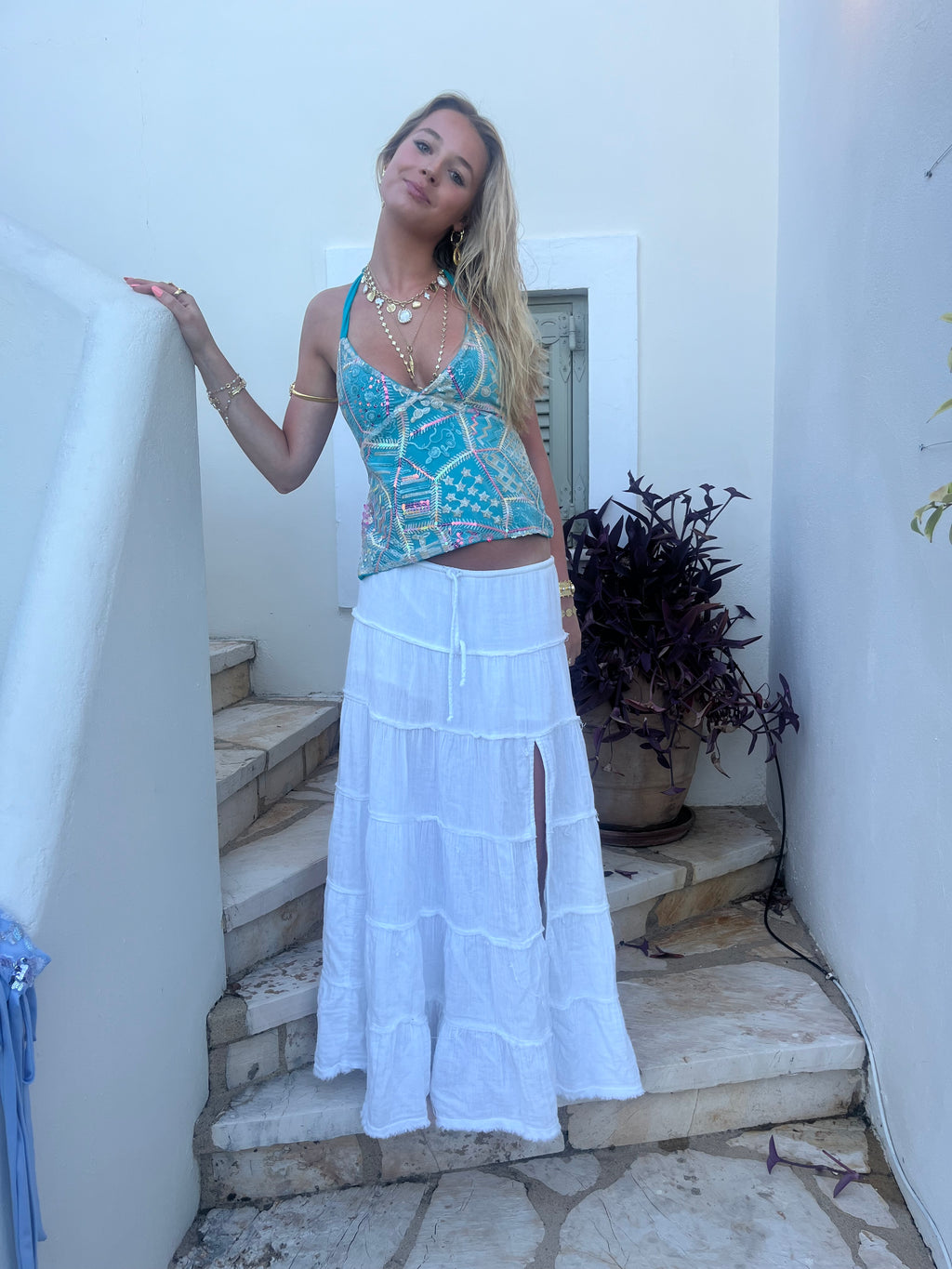 Turquoise Sequin Top