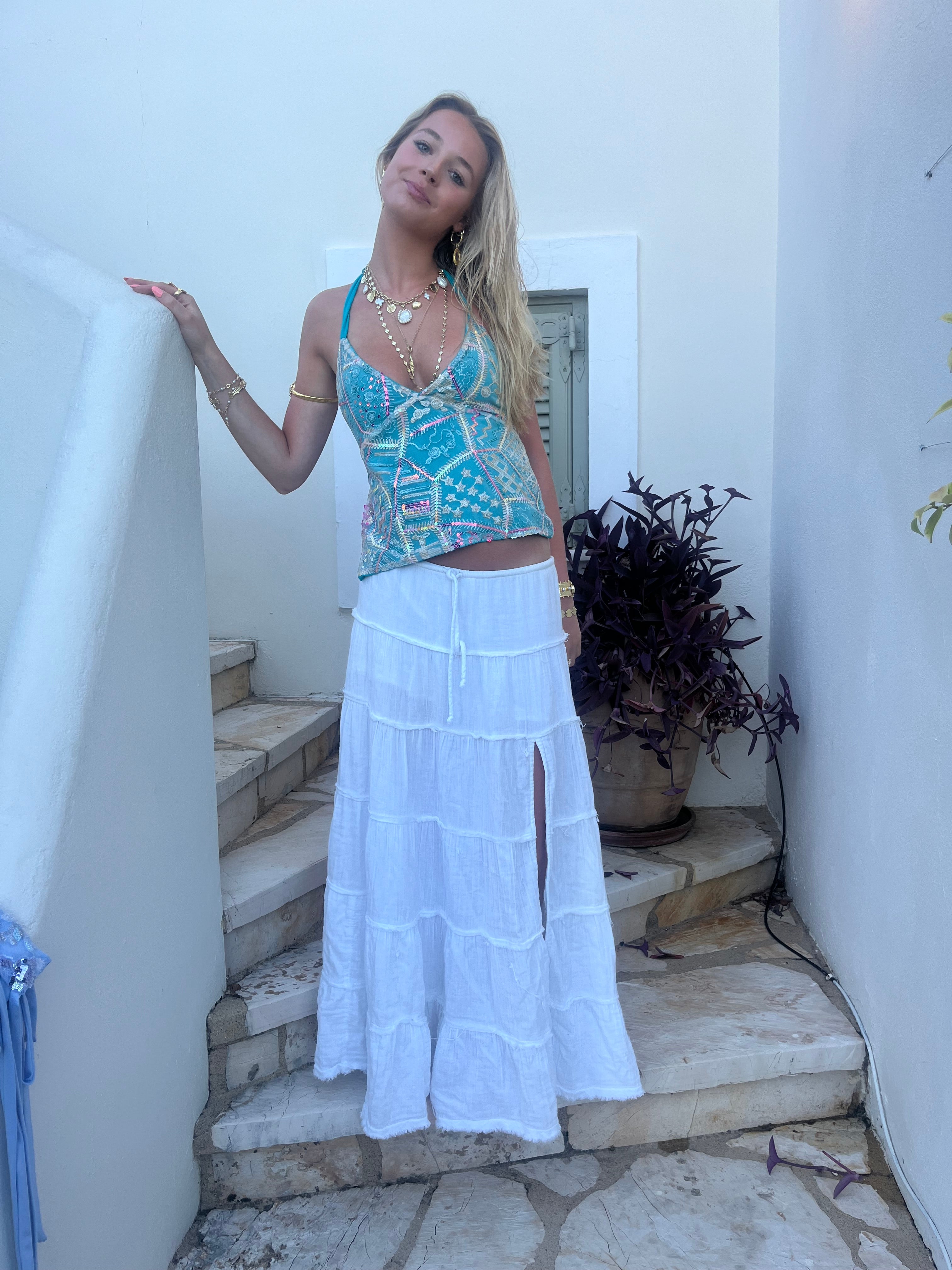 Turquoise Sequin Top