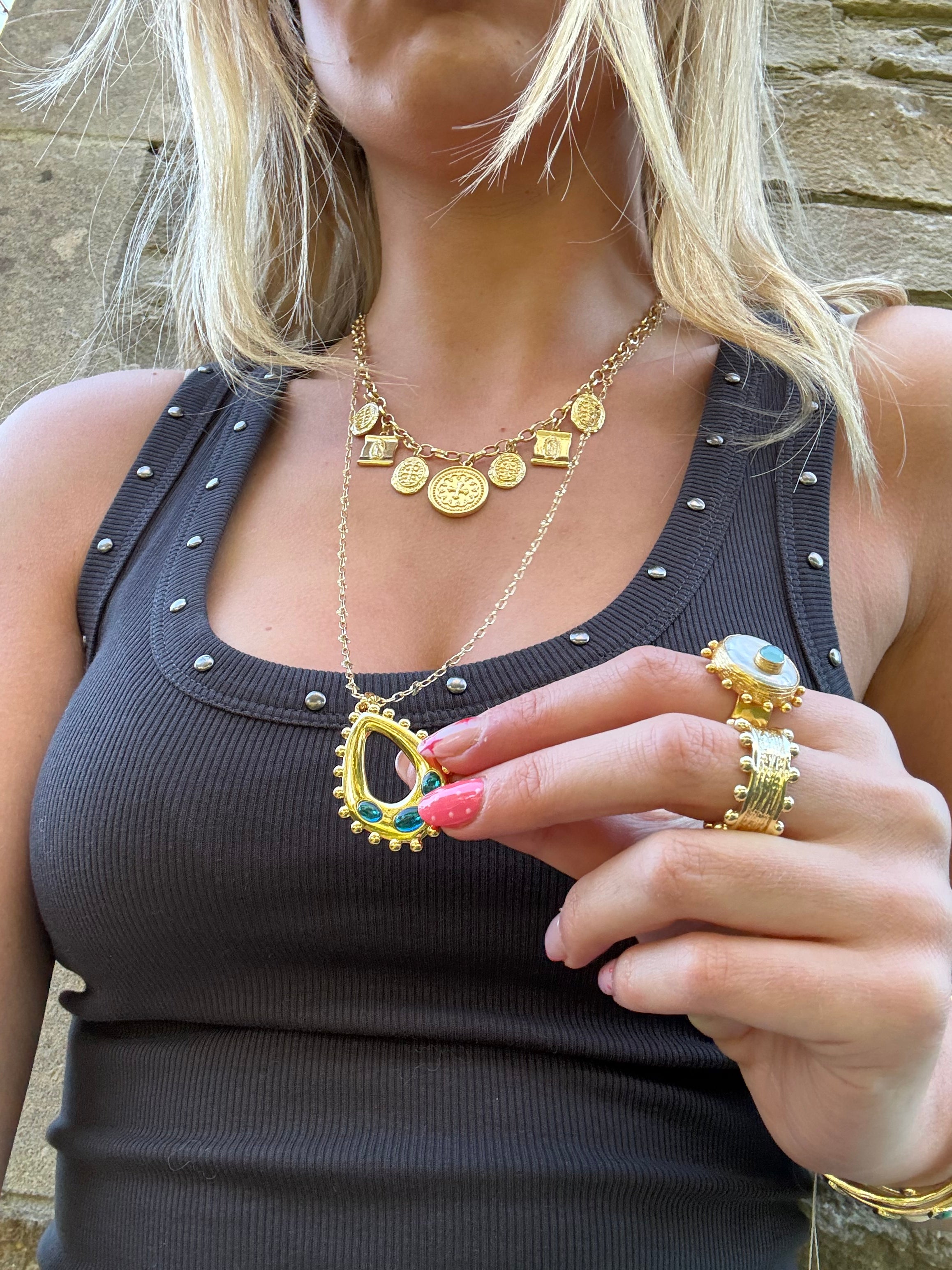 Delilah Long Necklace in Blue