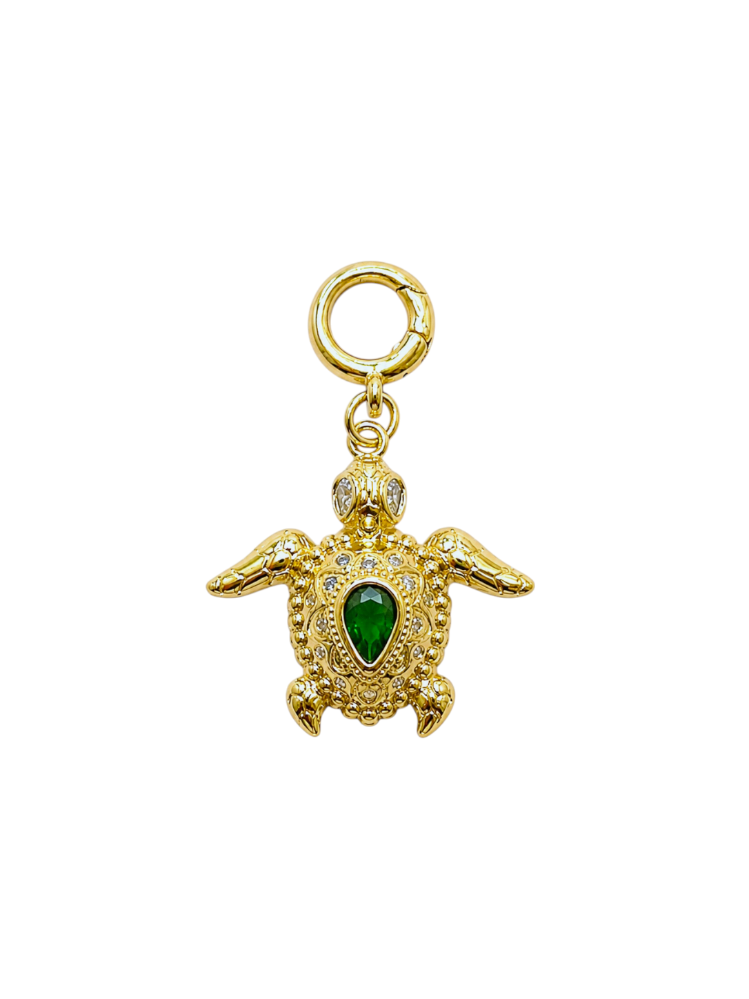 Green Stone Turtle Clip-On Charm