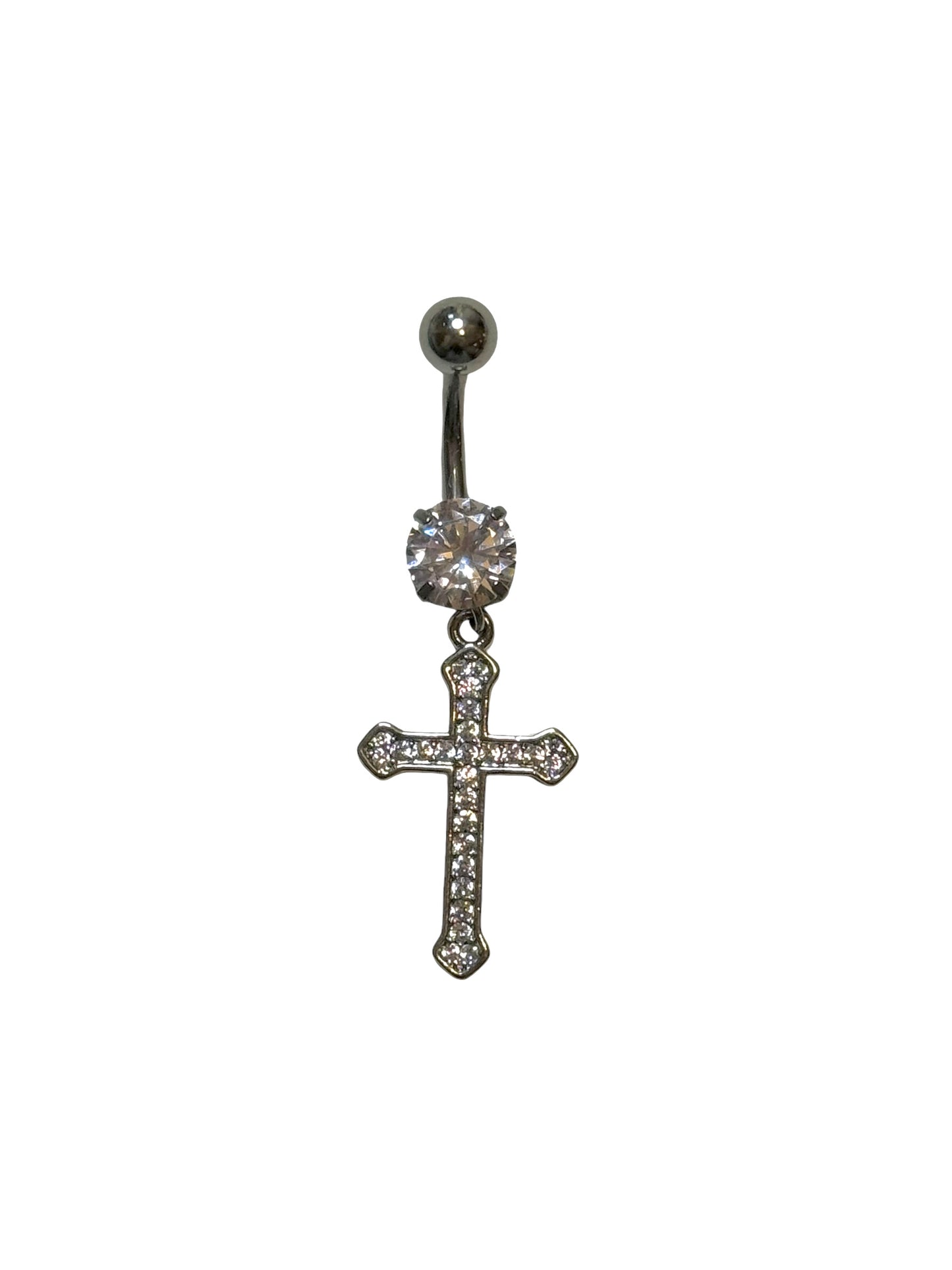 Silver Cross Belly Bar