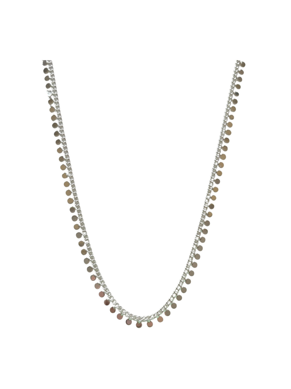 Silver Sequin Long Necklace