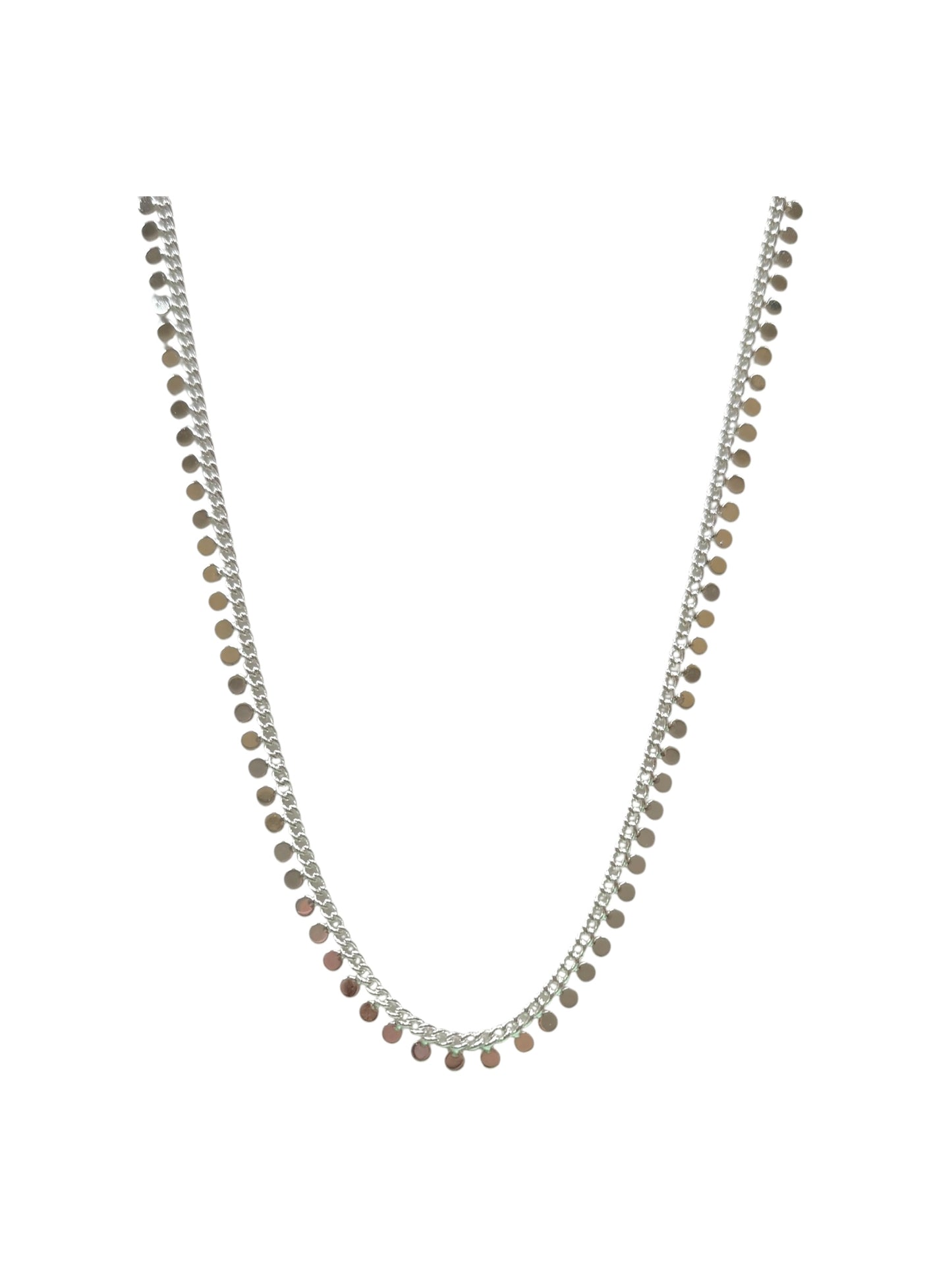 Sequin Long Necklace in Silver