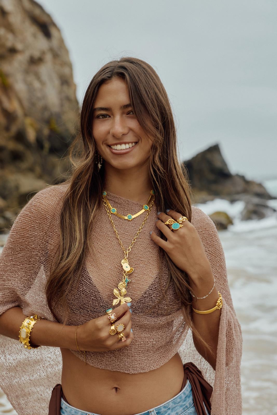 Tropical Trail Long Necklace in Gold