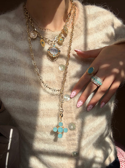 Octavia Ring in Aqua