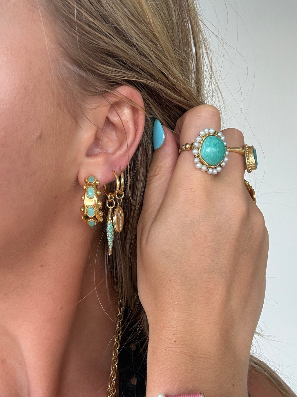 Cordelia Hoops in Aqua