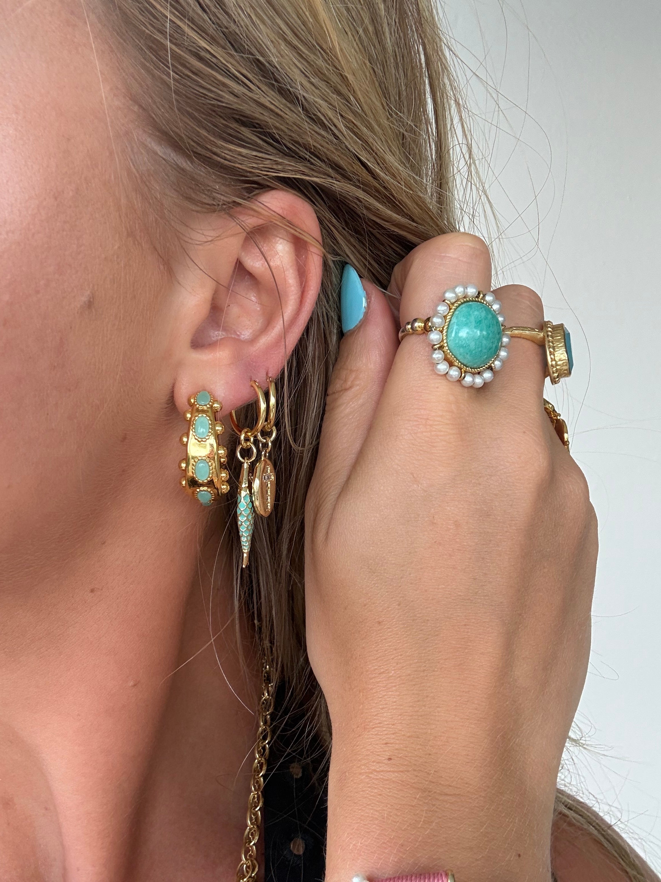 Cordelia Hoops in Aqua