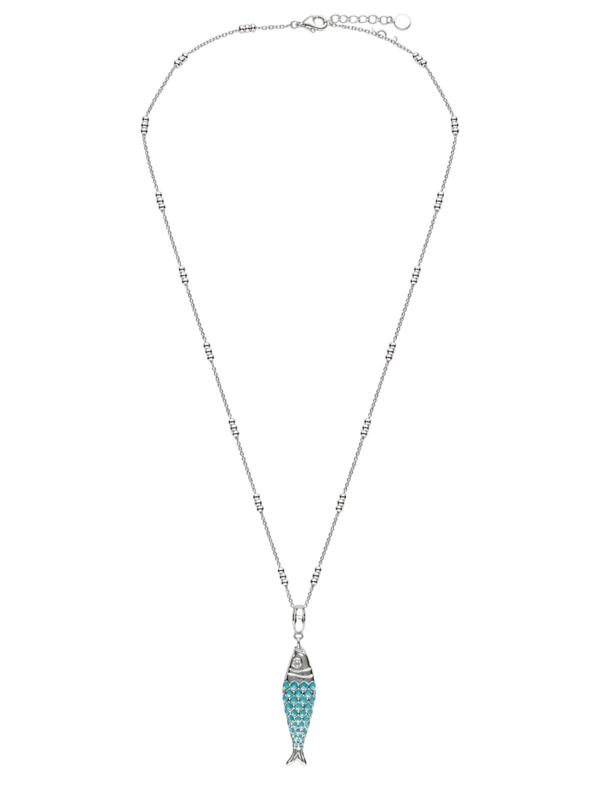 Silver Aqua Fish Necklace