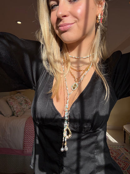 Azure Pearl Drift Long Necklace