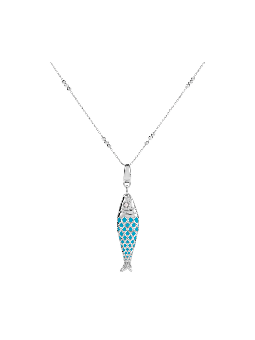 Silver Aqua Fish Necklace