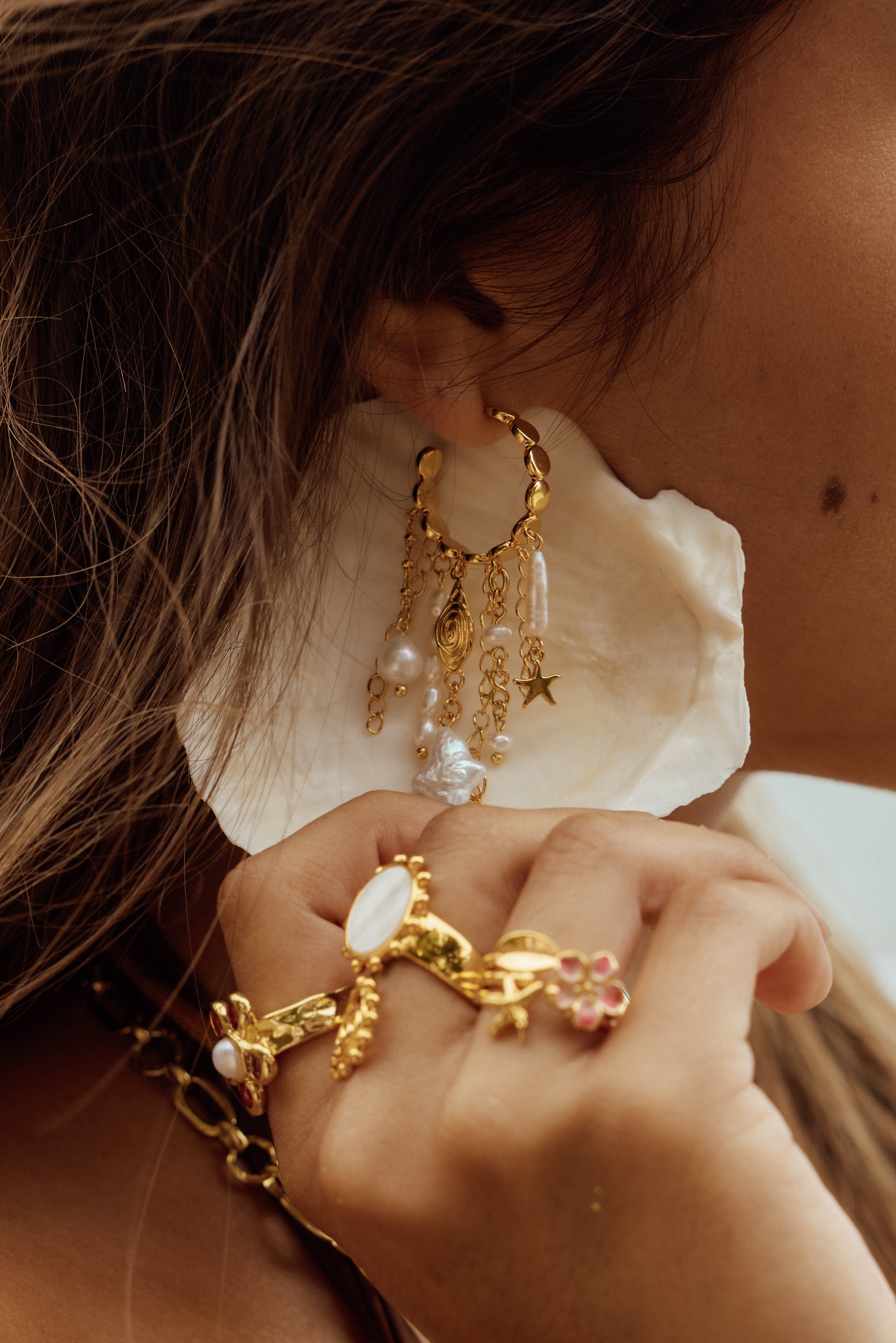 Ocean Mist Earrings in Gold