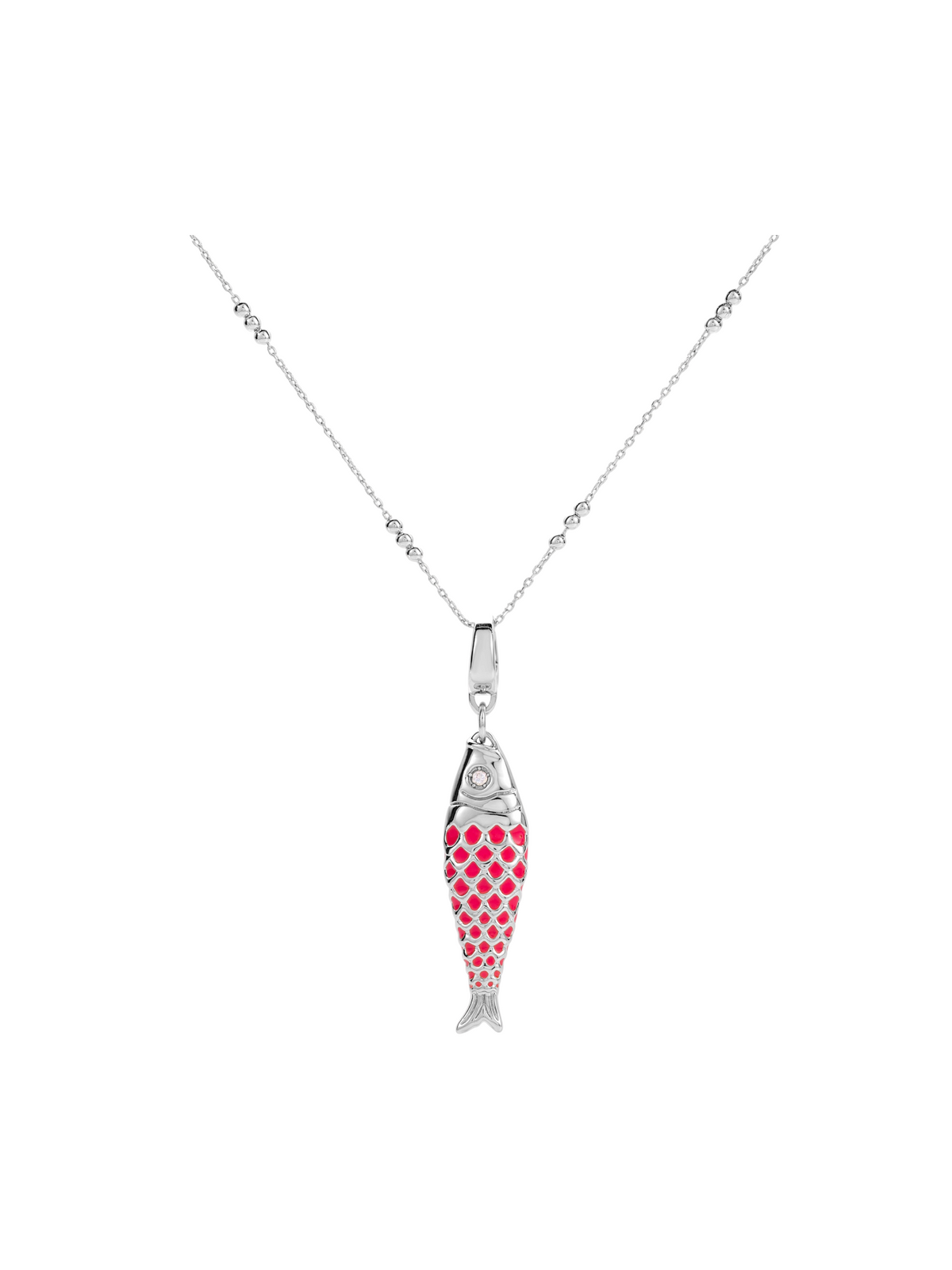 Silver Pink Fish Necklace