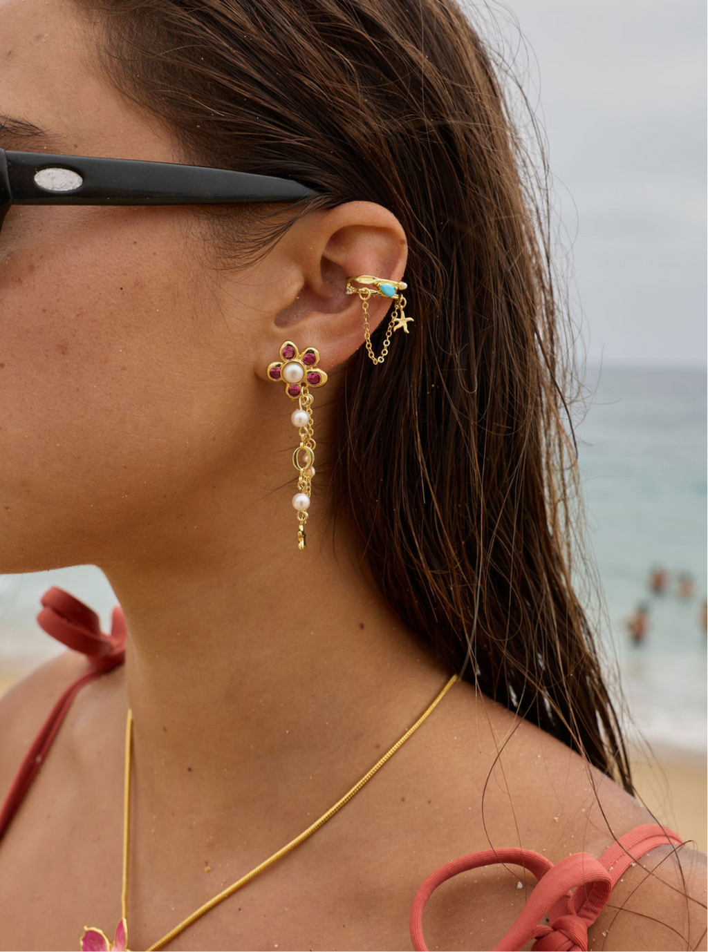 Pearl Petal Drop Earrings