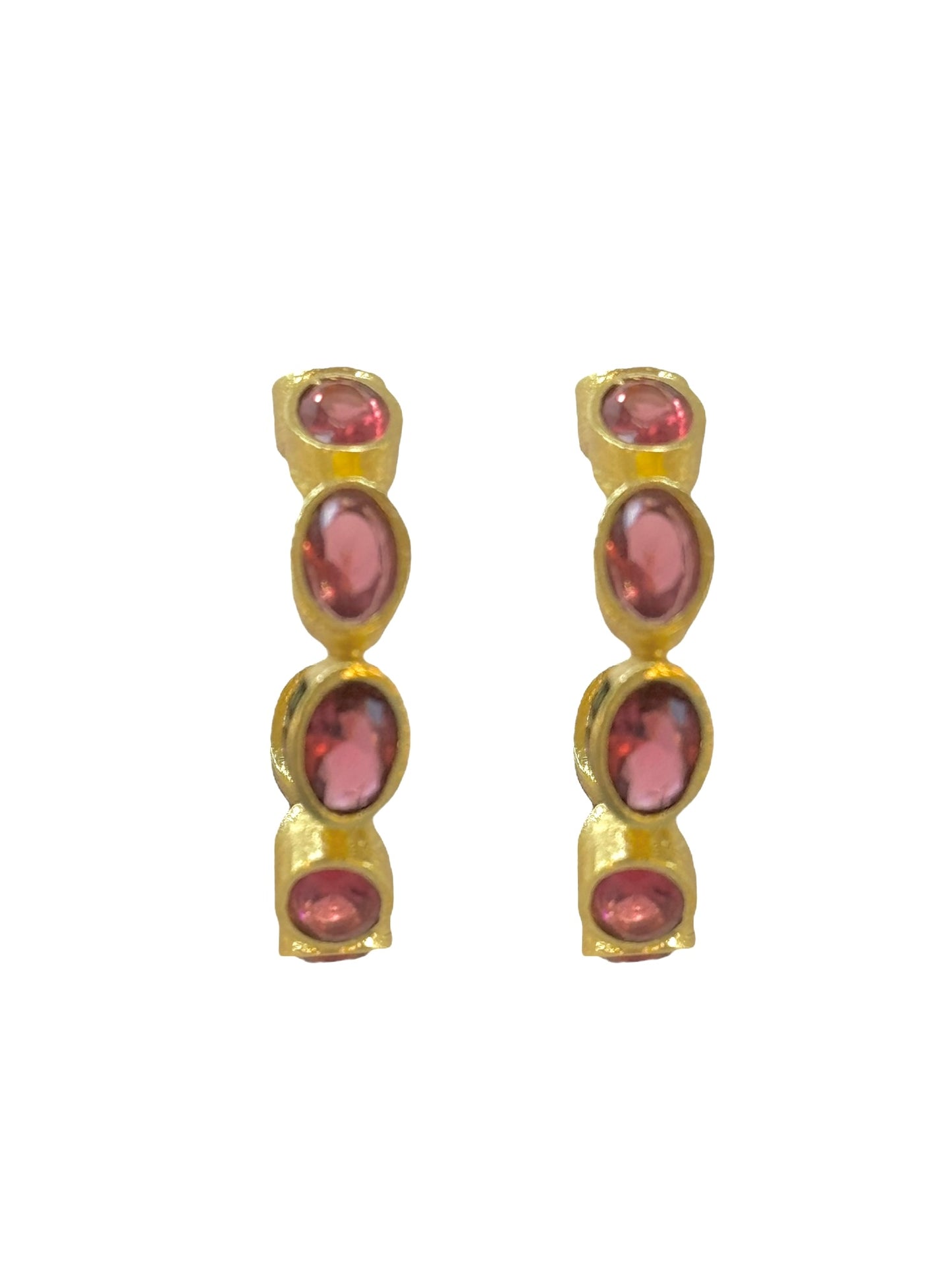 Red Tourmaline Hoop Earrings