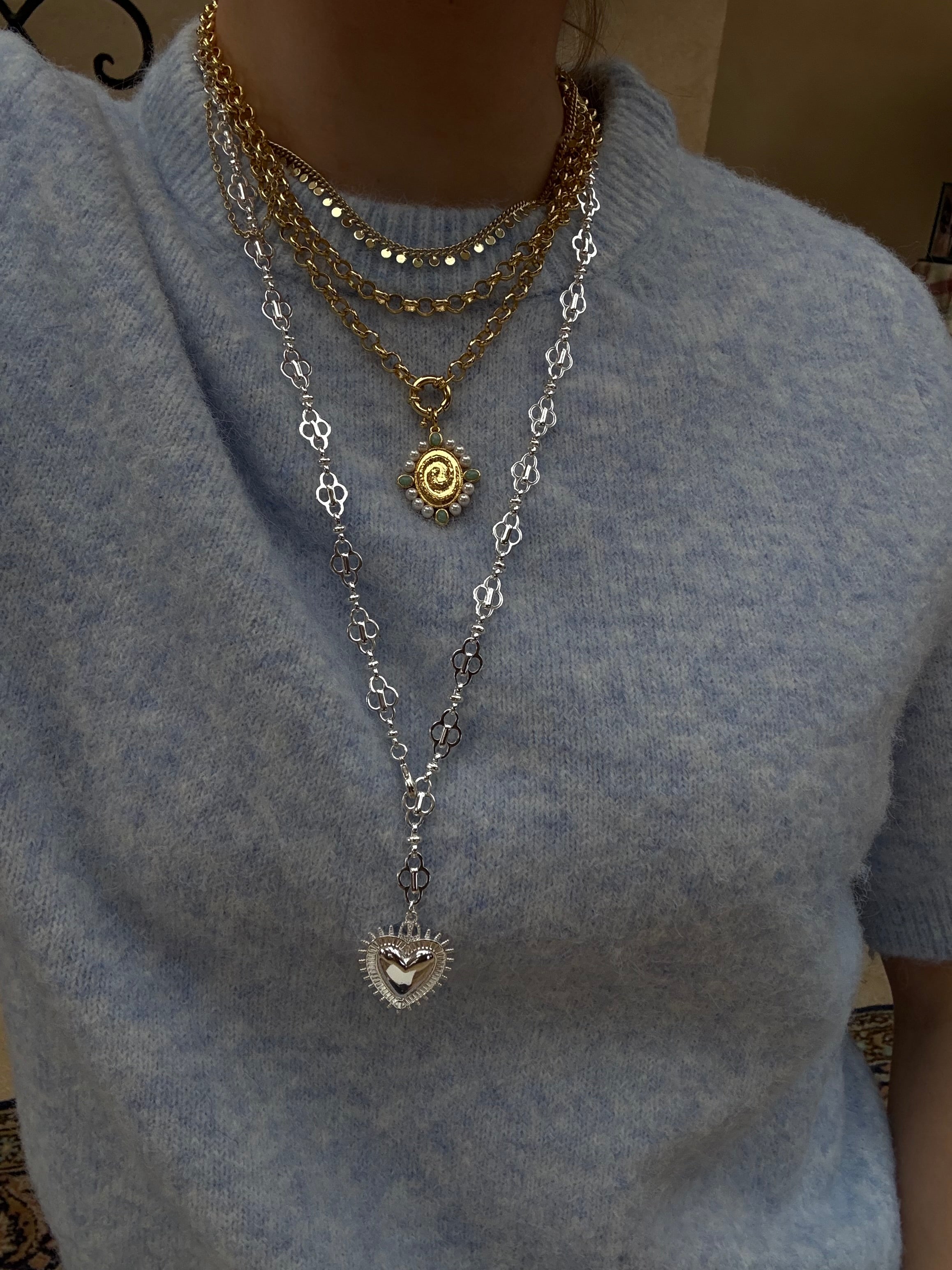 Silver Amour Long Necklace