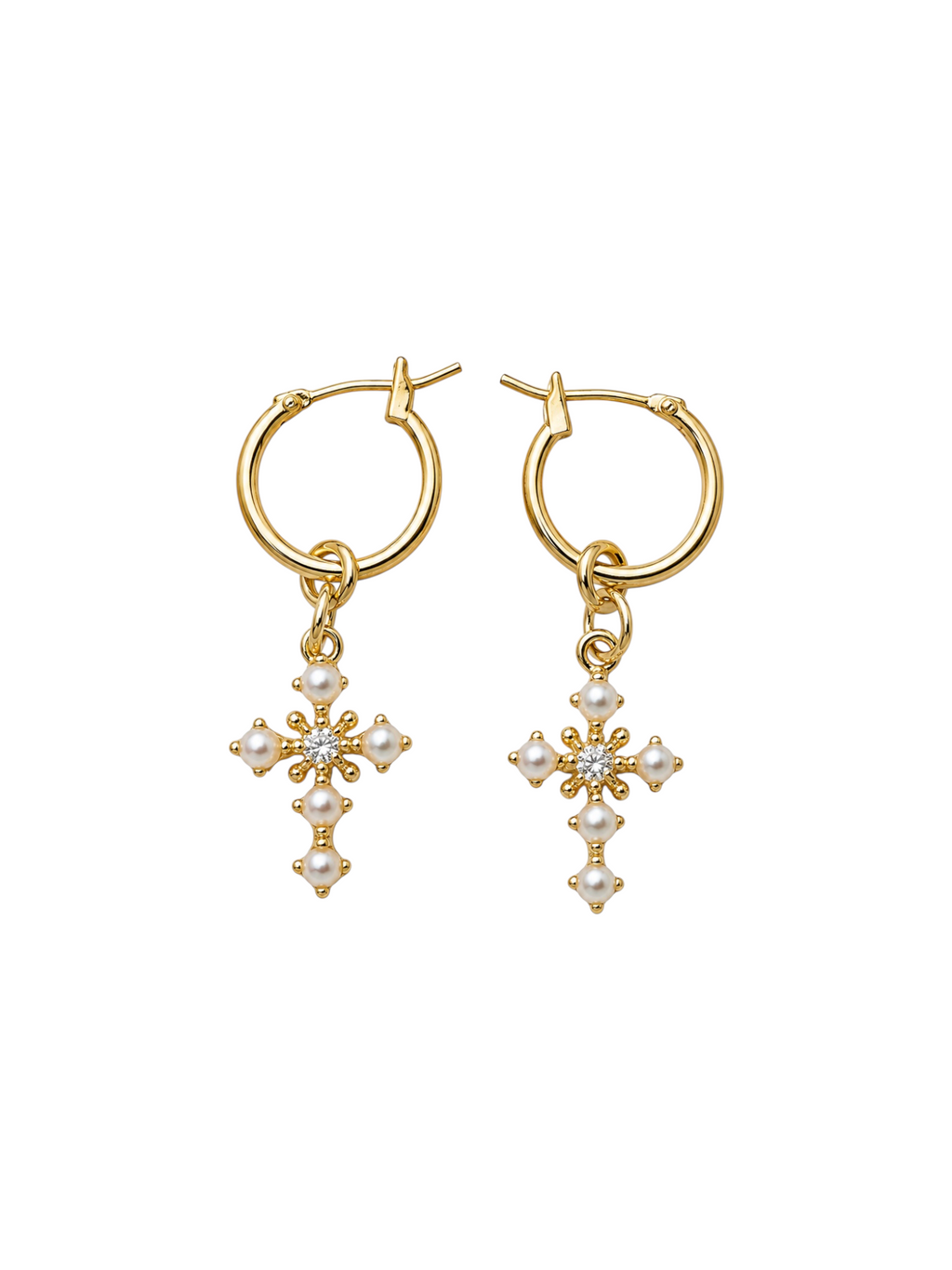 Pearl Cross Earrings