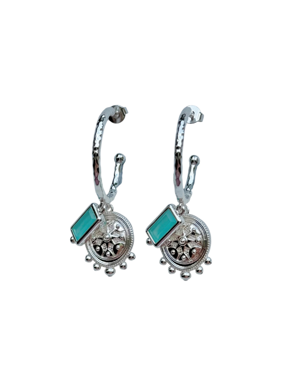 Maya Aqua Earrings in Silver