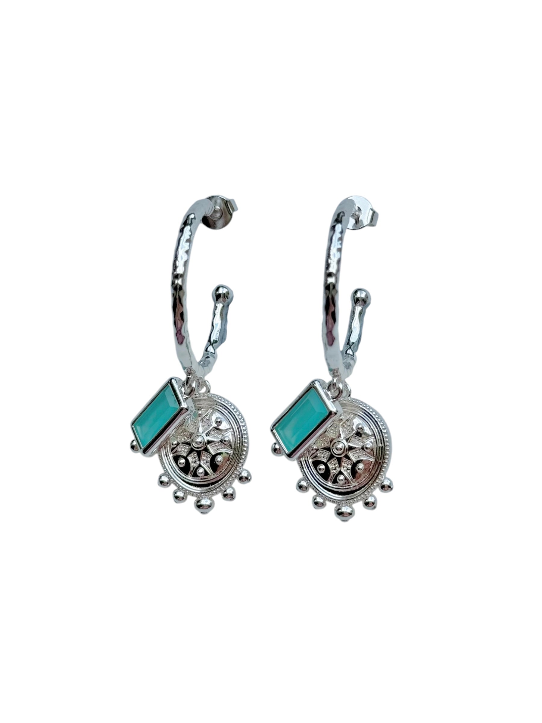 Maya Aqua Earrings in Silver