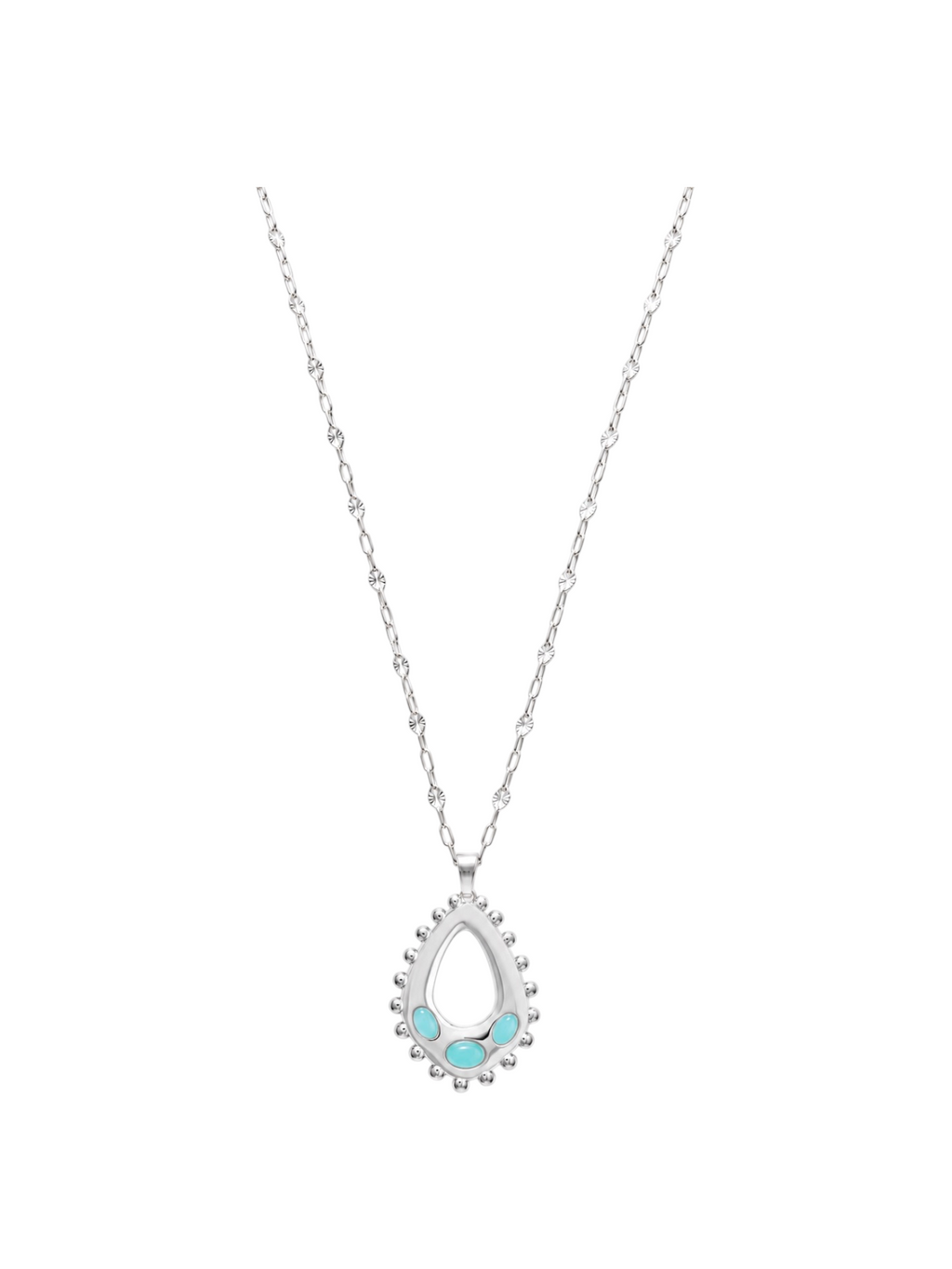 Silver Delilah Long Necklace in Aqua